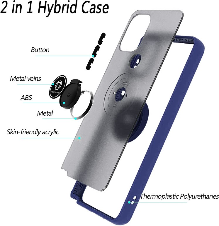 For T-Mobile Revvl 6 Pro 5G /Revvl 6 5G Matte Hybrid Case with Ring Stand Cover - Picture 26 of 45