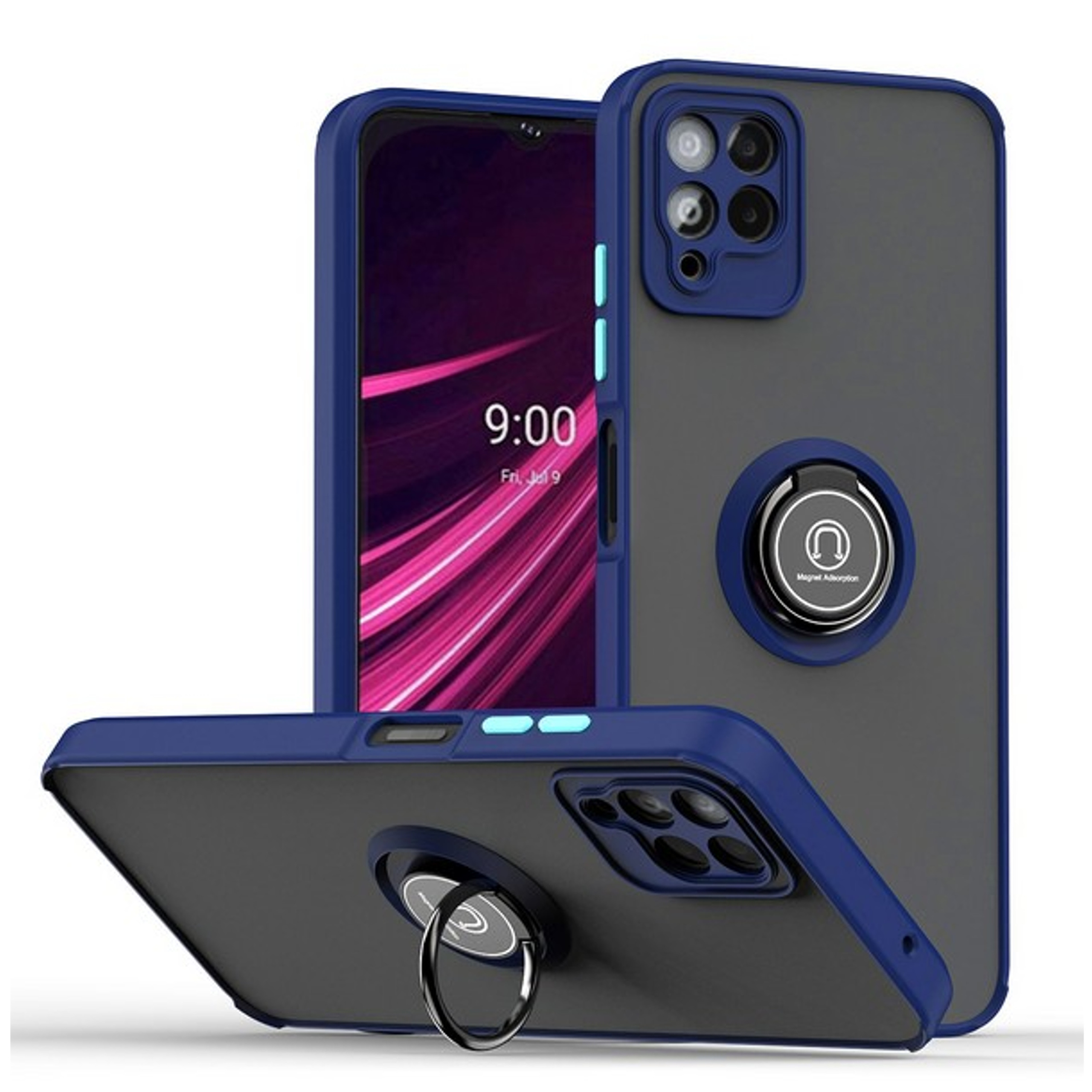 For T-Mobile Revvl 6 Pro 5G /Revvl 6 5G Matte Hybrid Case with Ring Stand Cover - Picture 21 of 45