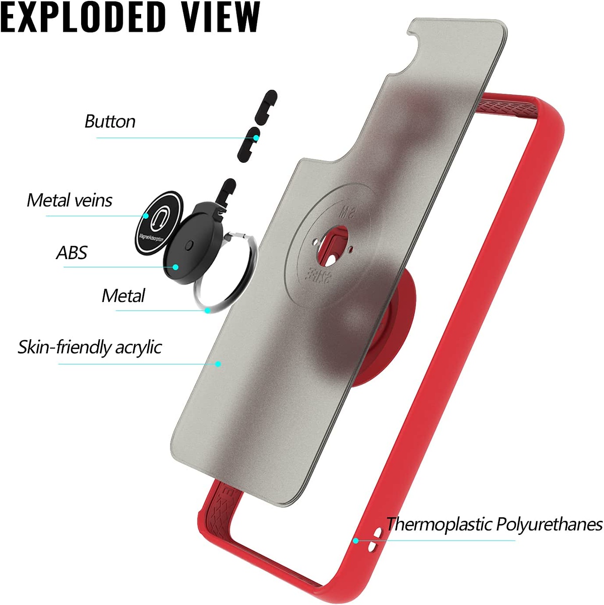 For T-Mobile Revvl 6 Pro 5G /Revvl 6 5G Matte Hybrid Case with Ring Stand Cover - Picture 34 of 45