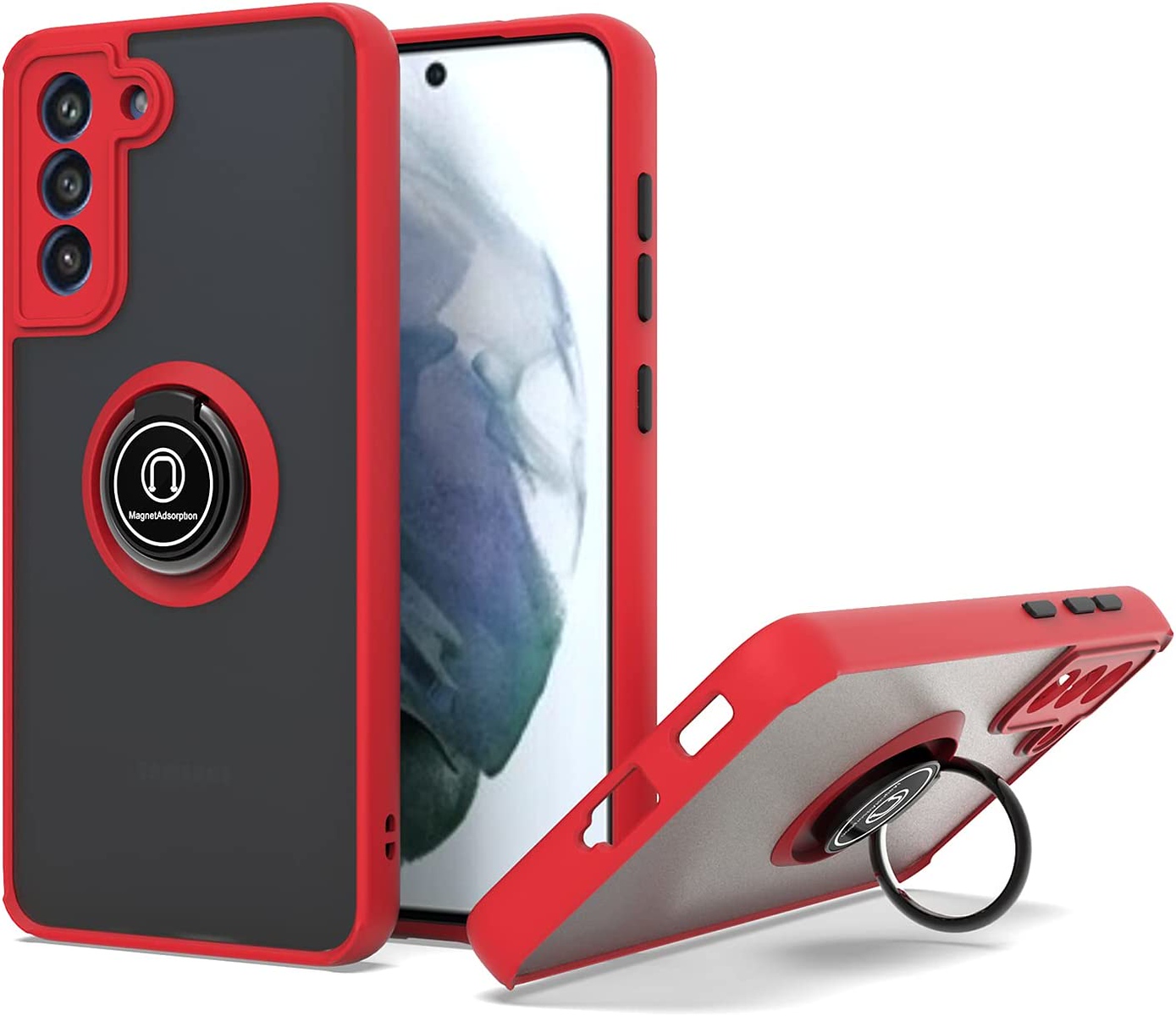 For T-Mobile Revvl 6 Pro 5G /Revvl 6 5G Matte Hybrid Case with Ring Stand Cover - Picture 30 of 45