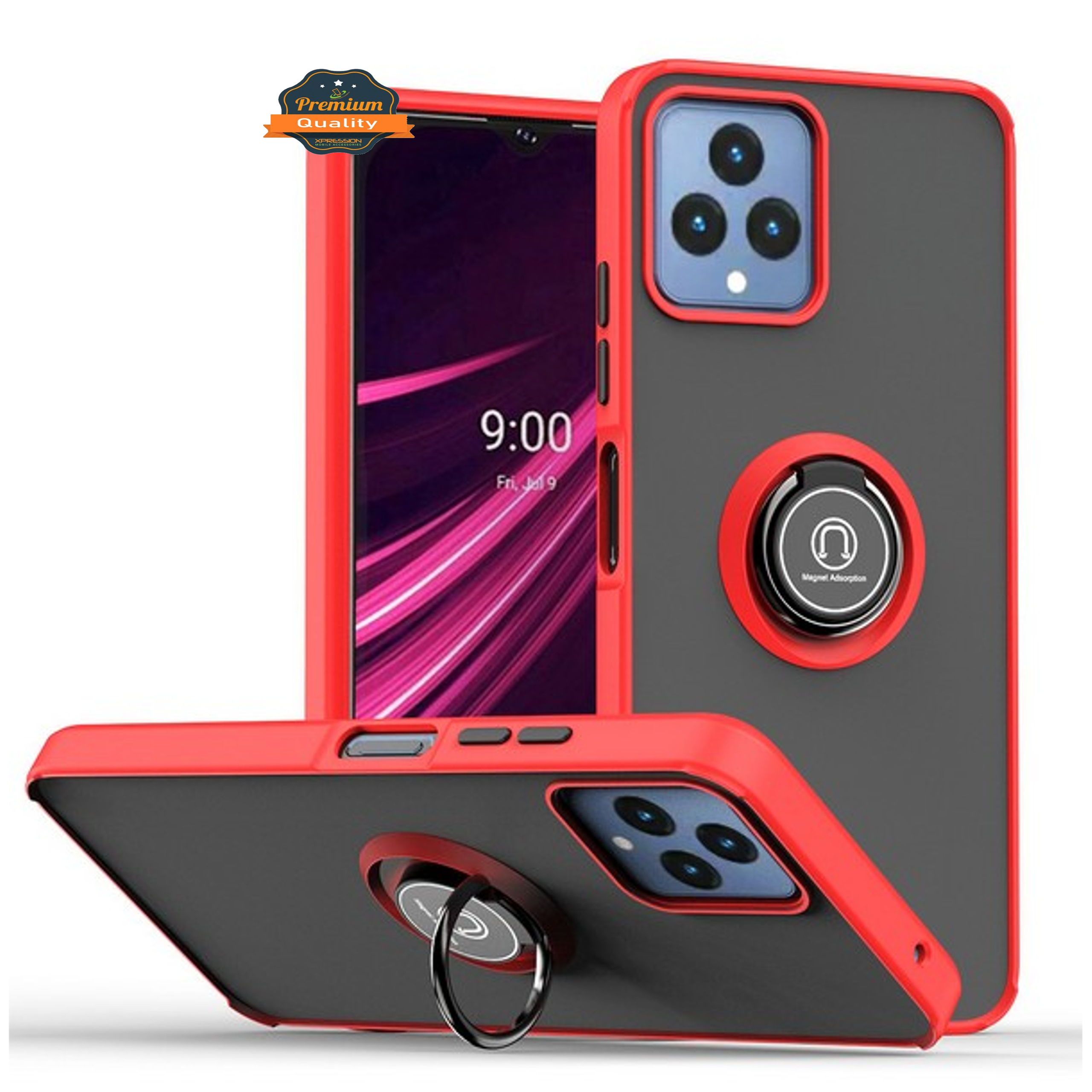 For T-Mobile Revvl 6 Pro 5G /Revvl 6 5G Matte Hybrid Case with Ring Stand Cover - Picture 28 of 45