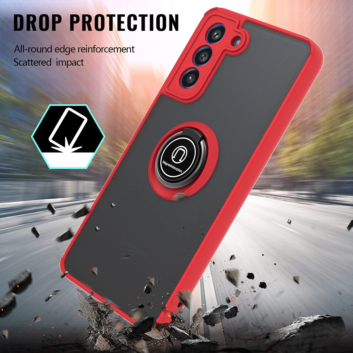 For T-Mobile Revvl 6 Pro 5G /Revvl 6 5G Matte Hybrid Case with Ring Stand Cover - Picture 32 of 45
