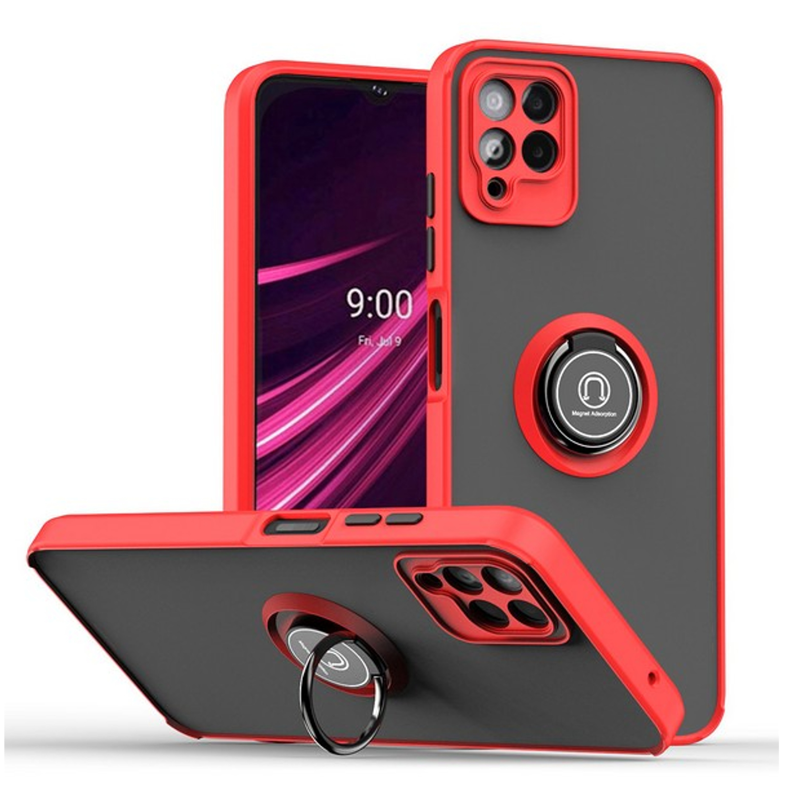 For T-Mobile Revvl 6 Pro 5G /Revvl 6 5G Matte Hybrid Case with Ring Stand Cover - Picture 29 of 45