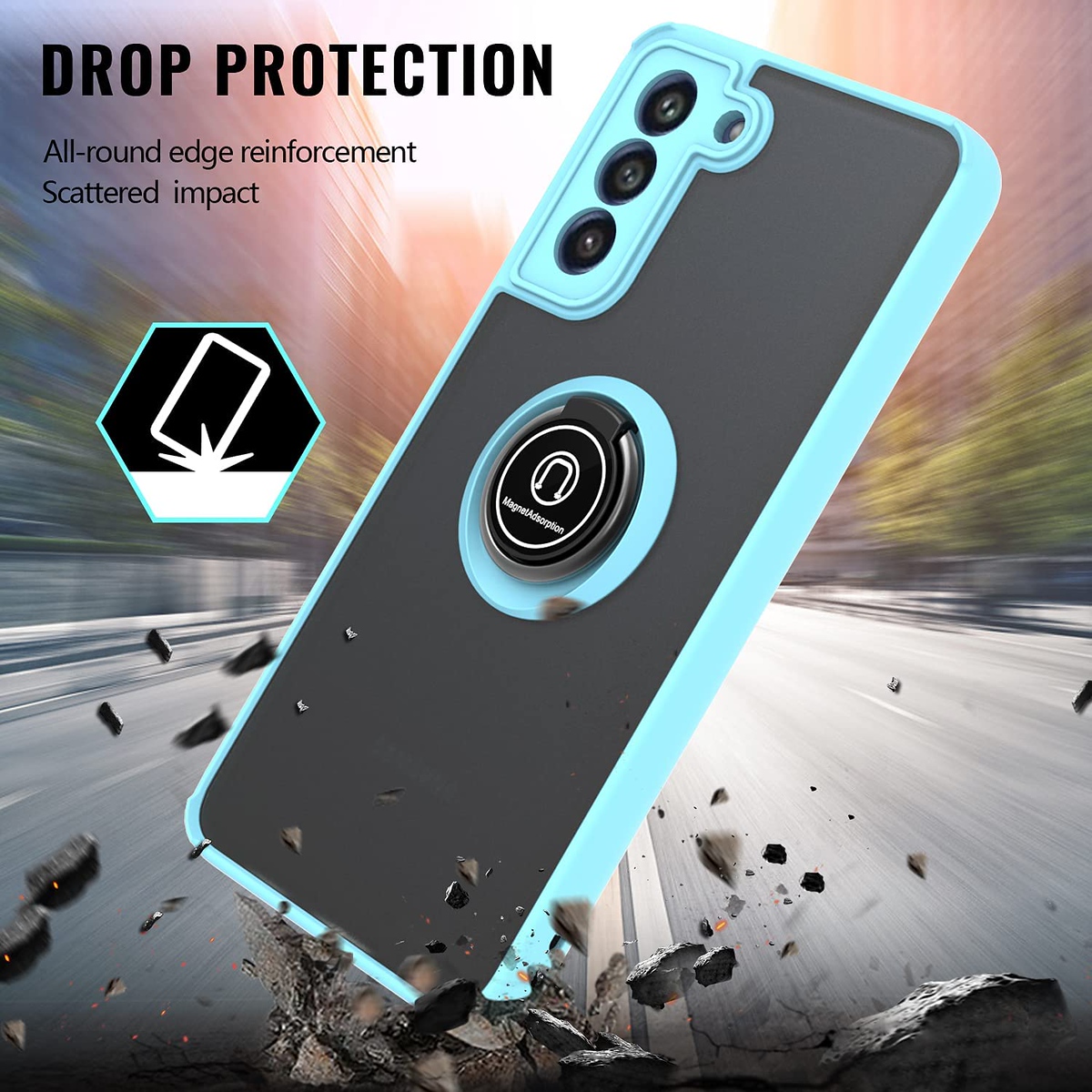 For T-Mobile Revvl 6 Pro 5G /Revvl 6 5G Matte Hybrid Case with Ring Stand Cover - Picture 44 of 45