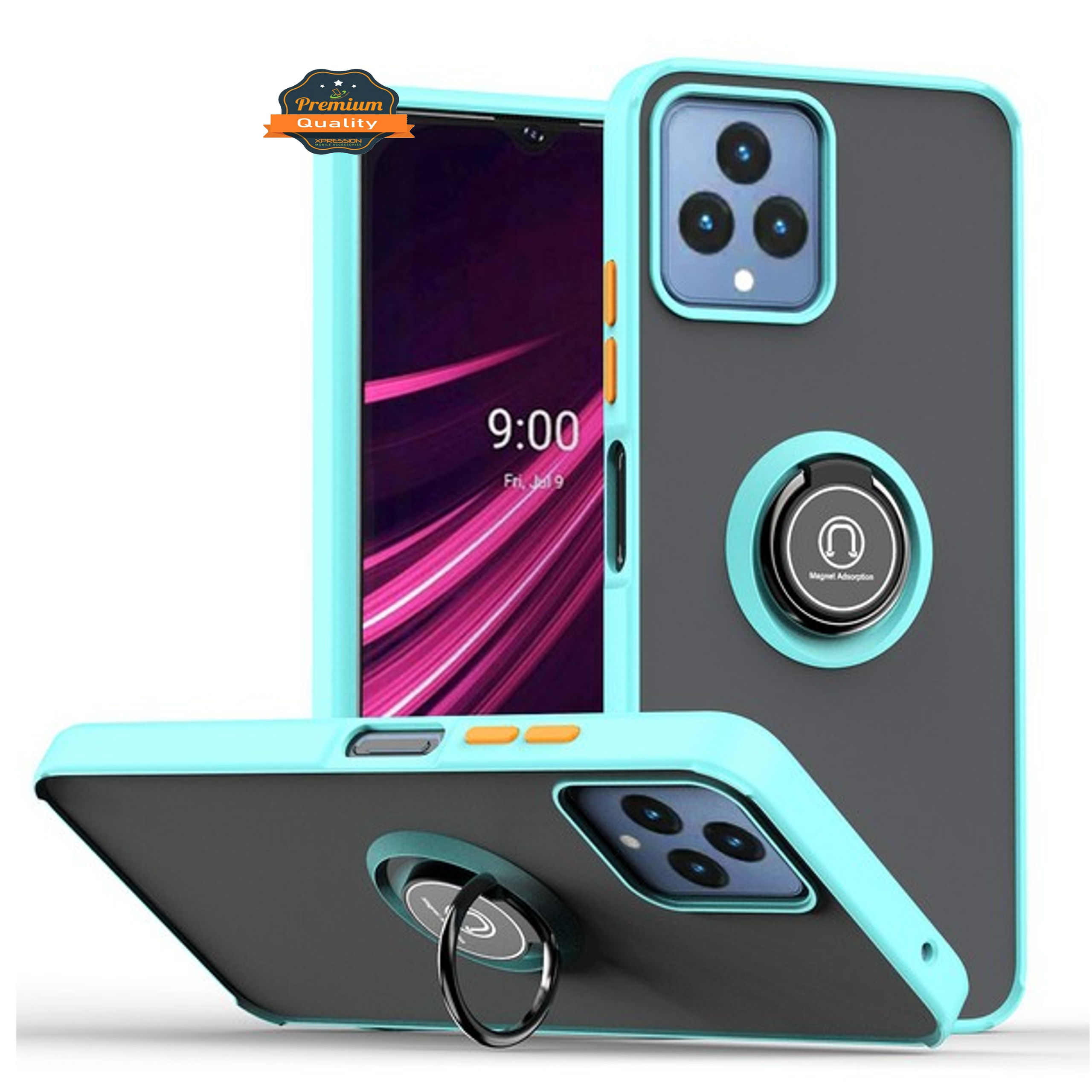 For T-Mobile Revvl 6 Pro 5G /Revvl 6 5G Matte Hybrid Case with Ring Stand Cover - Picture 37 of 45