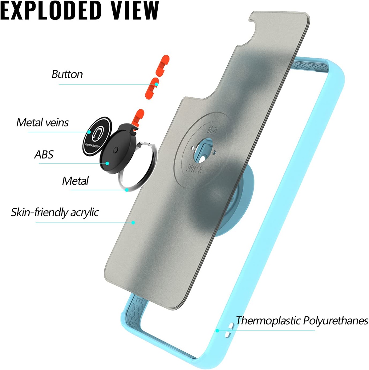 For T-Mobile Revvl 6 Pro 5G /Revvl 6 5G Matte Hybrid Case with Ring Stand Cover - Picture 42 of 45