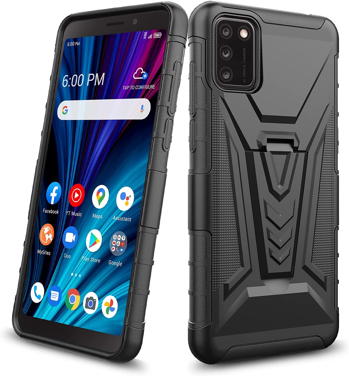 Funda protectora con clip de cinturón giratorio 3 en 1 para TCL A3X /A600DL - Imagen 13 de 36