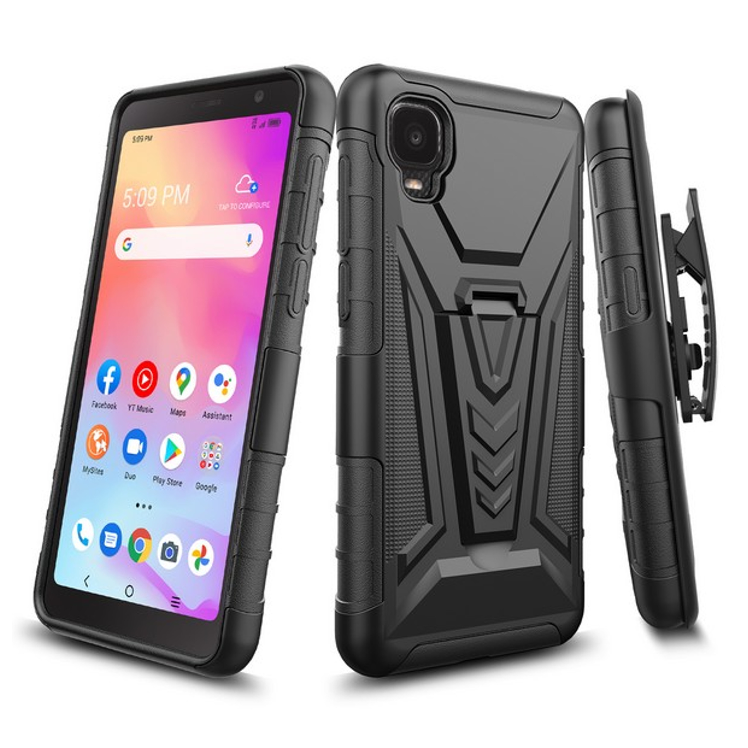 Funda protectora con clip de cinturón giratorio 3 en 1 para TCL A3X /A600DL - Imagen 11 de 36