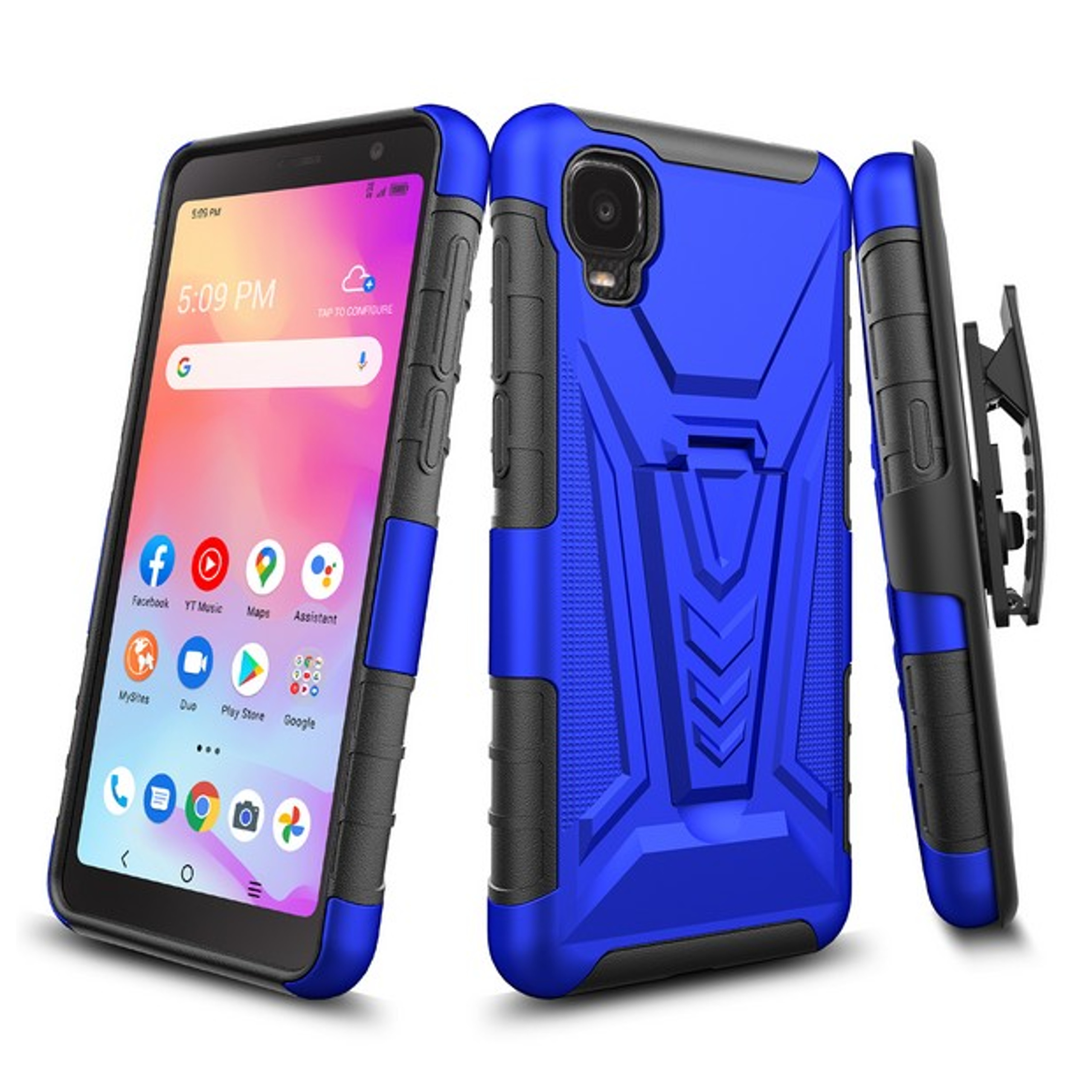 Funda protectora con clip de cinturón giratorio 3 en 1 para TCL A3X /A600DL - Imagen 20 de 36