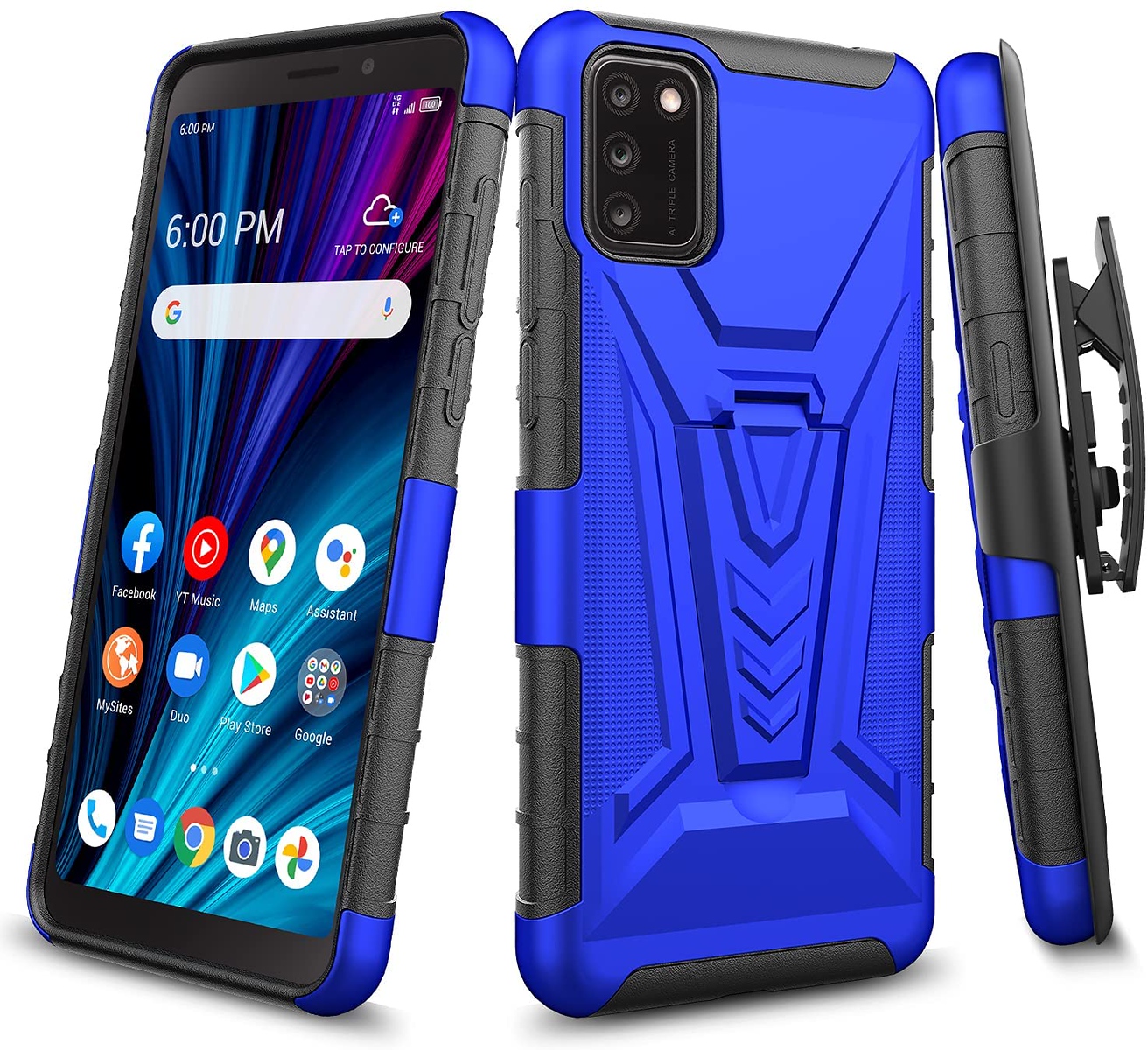 Funda protectora con clip de cinturón giratorio 3 en 1 para TCL A3X /A600DL - Imagen 21 de 36