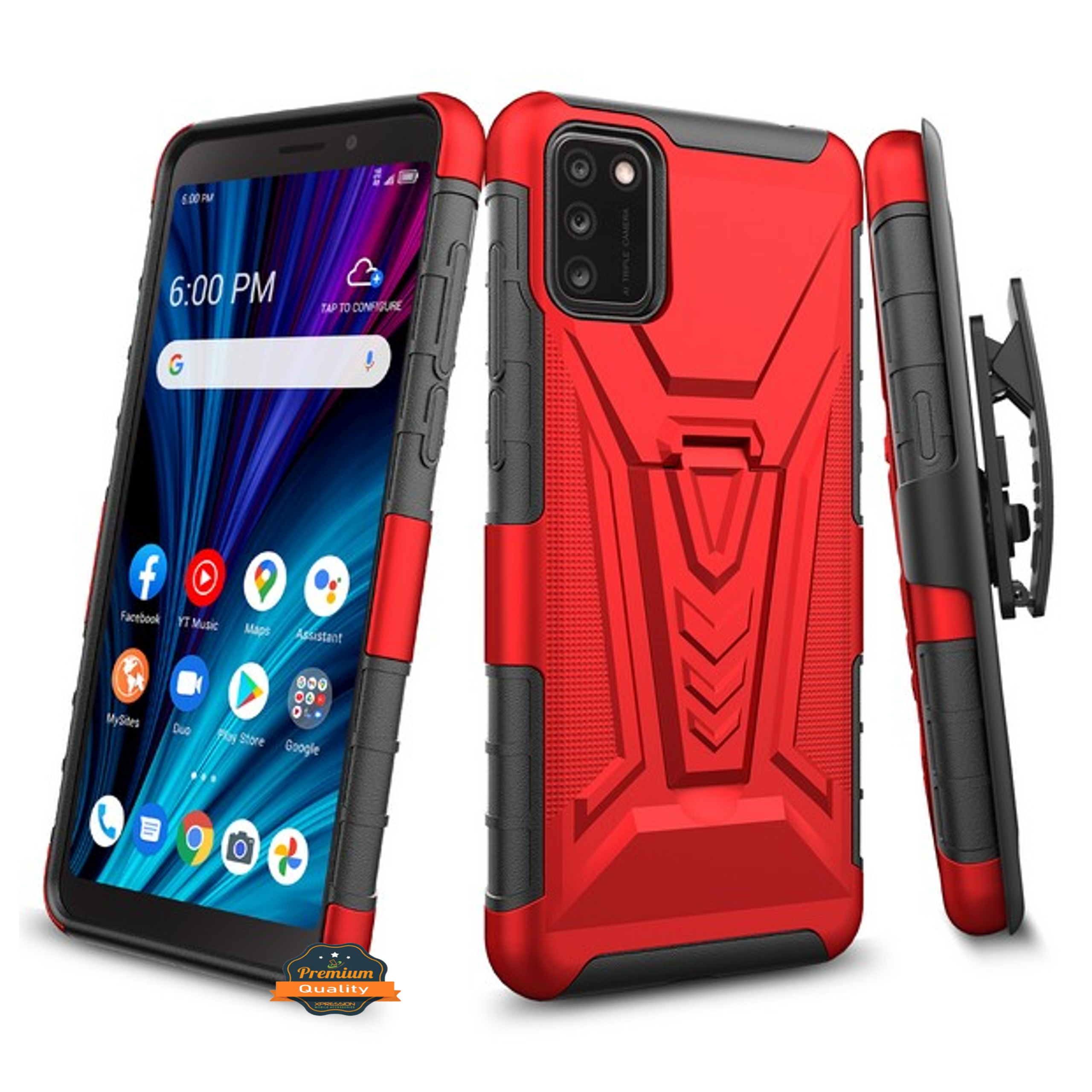Funda protectora con clip de cinturón giratorio 3 en 1 para TCL A3X /A600DL - Imagen 28 de 36