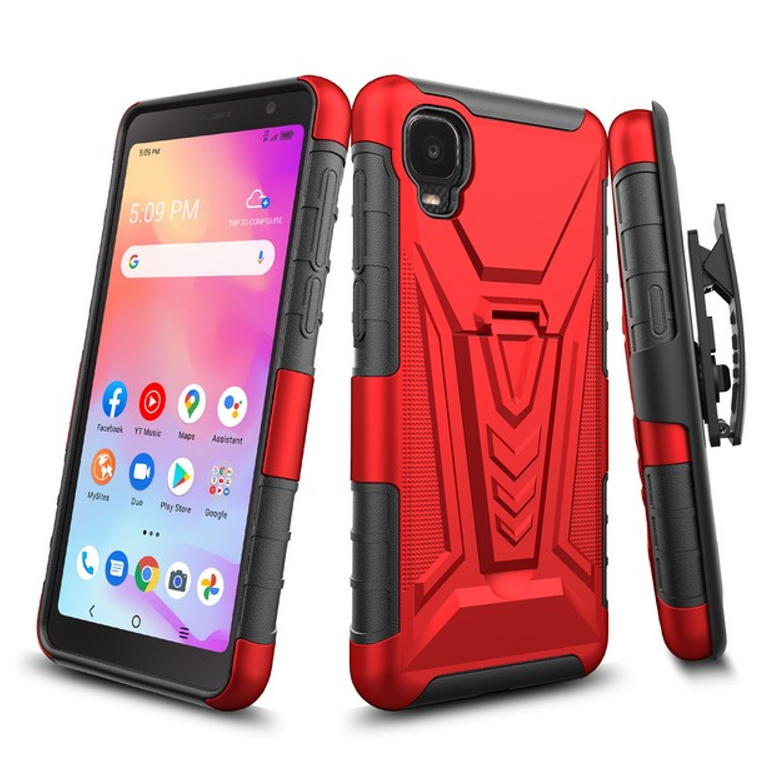 Funda protectora con clip de cinturón giratorio 3 en 1 para TCL A3X /A600DL - Imagen 29 de 36