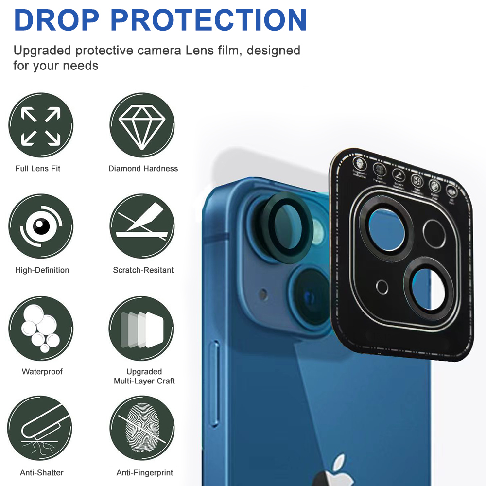 MACRO Individual Glass Camera Lens Protector For IPhone 13 Pro Max / Mini & More (Clear/Black)