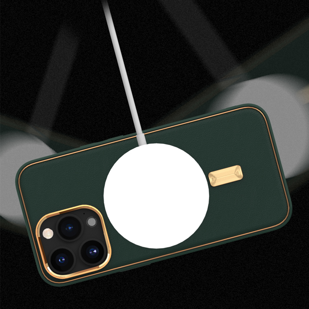 For iPhone 14 /Plus Pro Max Leather MagSafe Compatible Gold Hybrid Case Cover - Picture 20 of 32