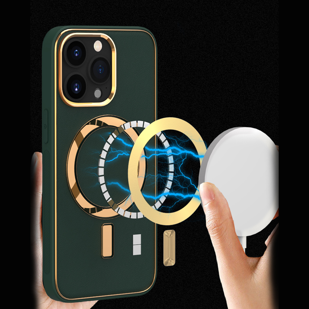 For iPhone 14 /Plus Pro Max Leather MagSafe Compatible Gold Hybrid Case Cover - Picture 31 of 32