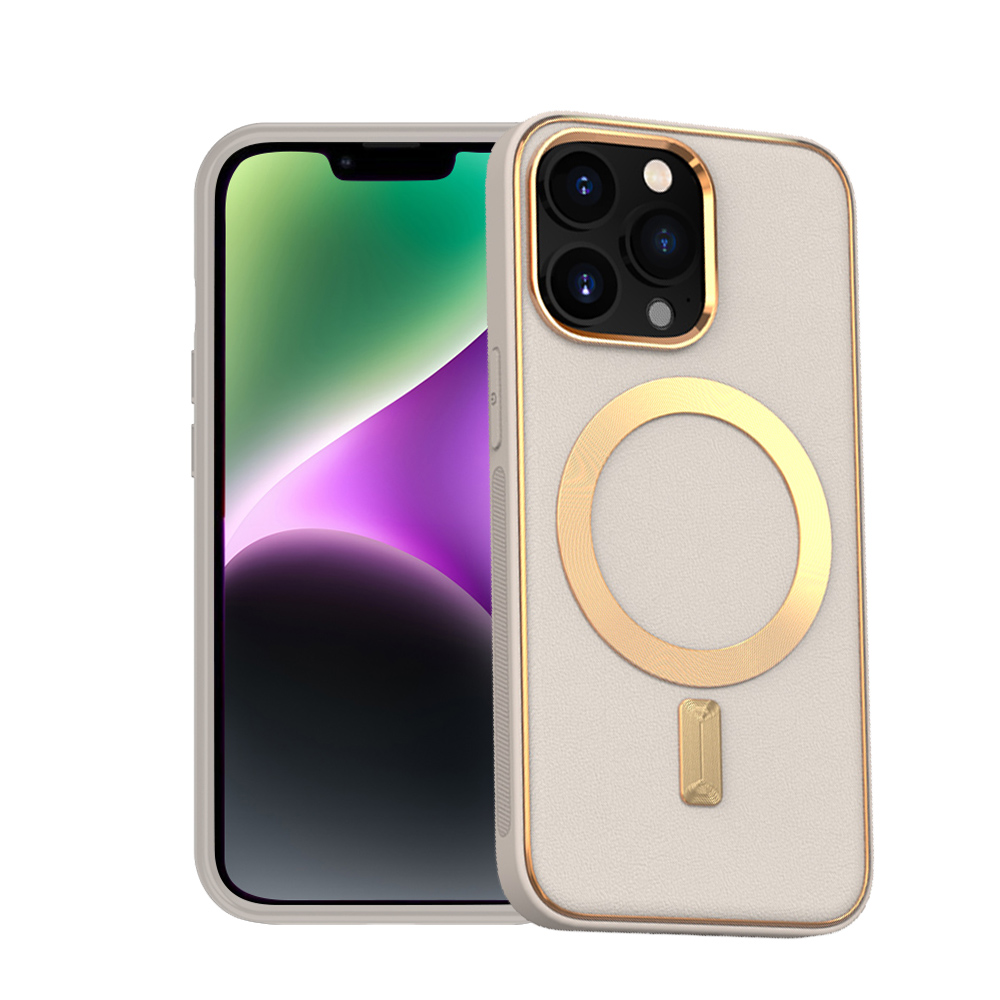 For iPhone 14 /Plus Pro Max Leather MagSafe Compatible Gold Hybrid Case Cover - Picture 29 of 32