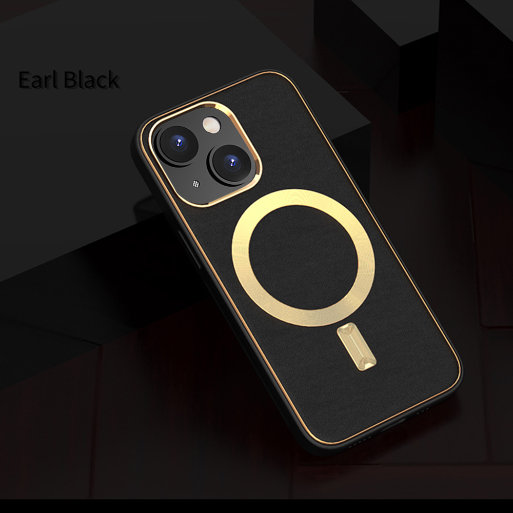 For iPhone 14 /Plus Pro Max Leather MagSafe Compatible Gold Hybrid Case Cover - Picture 9 of 32