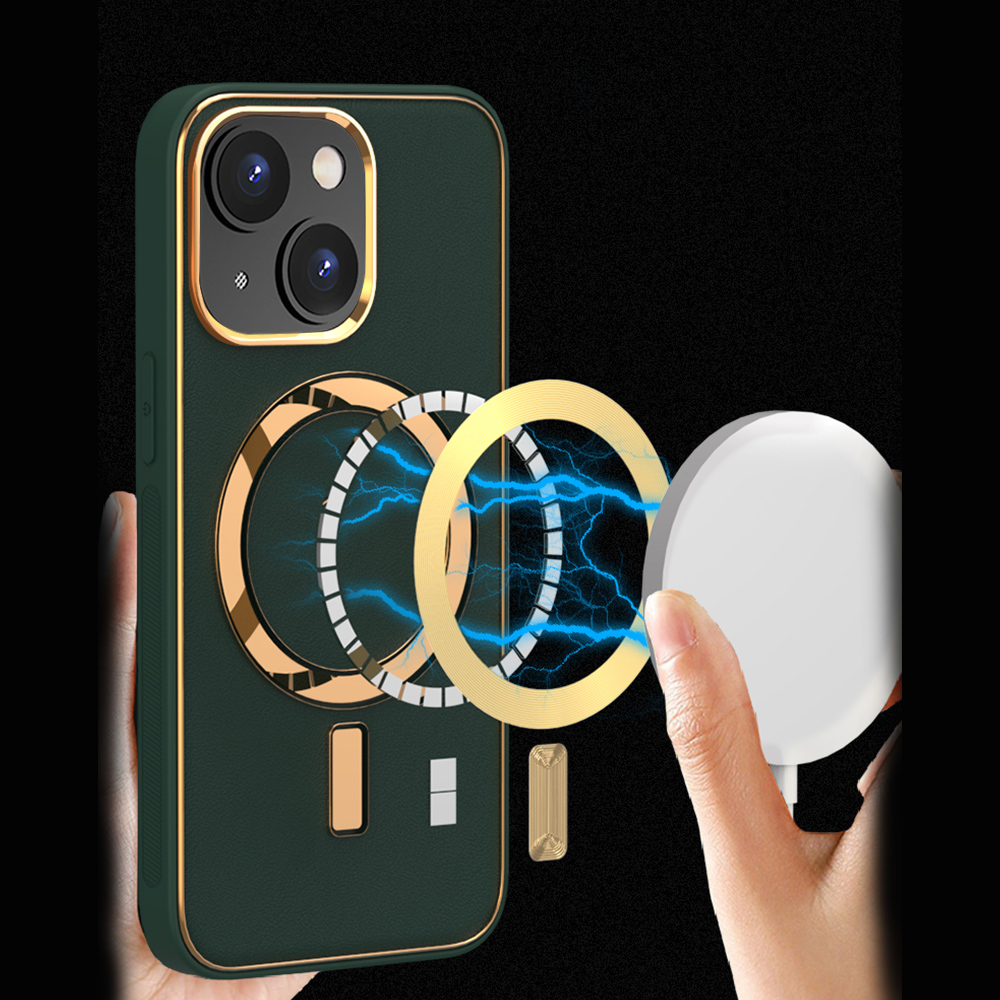 For iPhone 14 /Plus Pro Max Leather MagSafe Compatible Gold Hybrid Case Cover - Picture 12 of 32