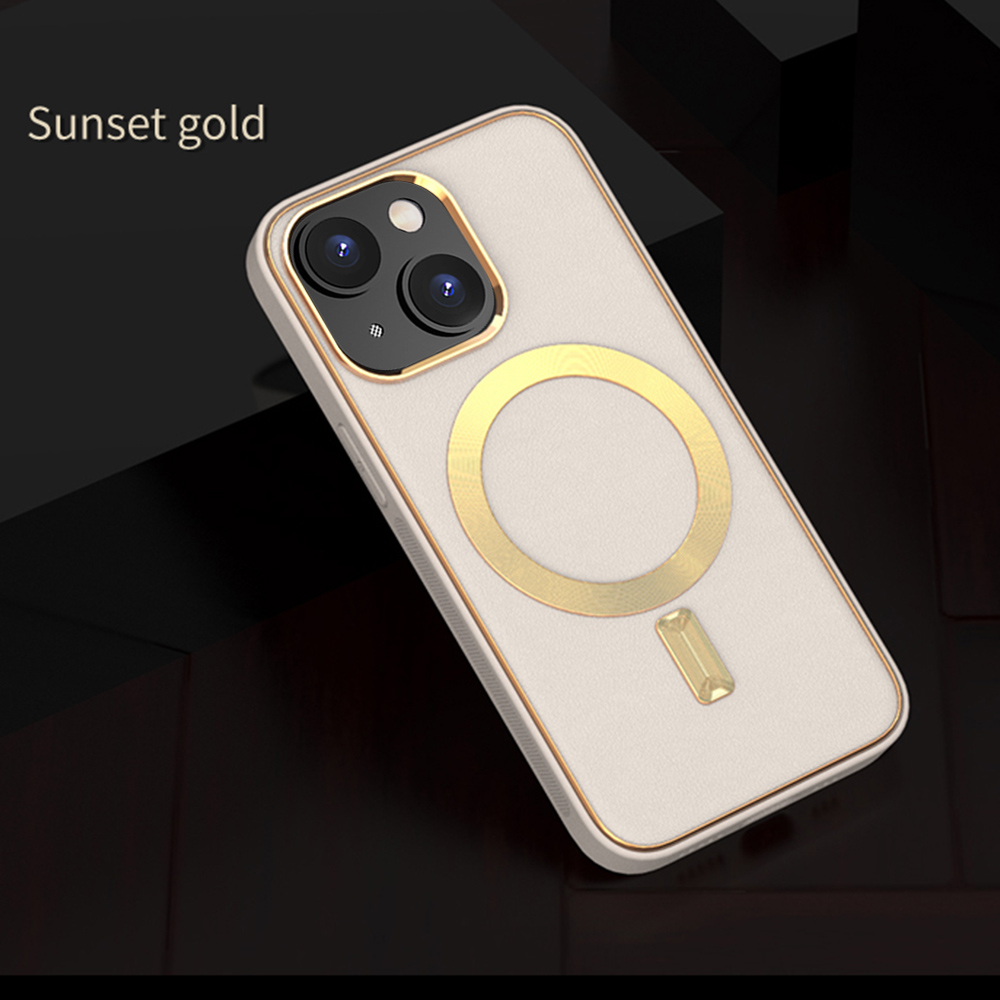 For iPhone 14 /Plus Pro Max Leather MagSafe Compatible Gold Hybrid Case Cover - Picture 21 of 32