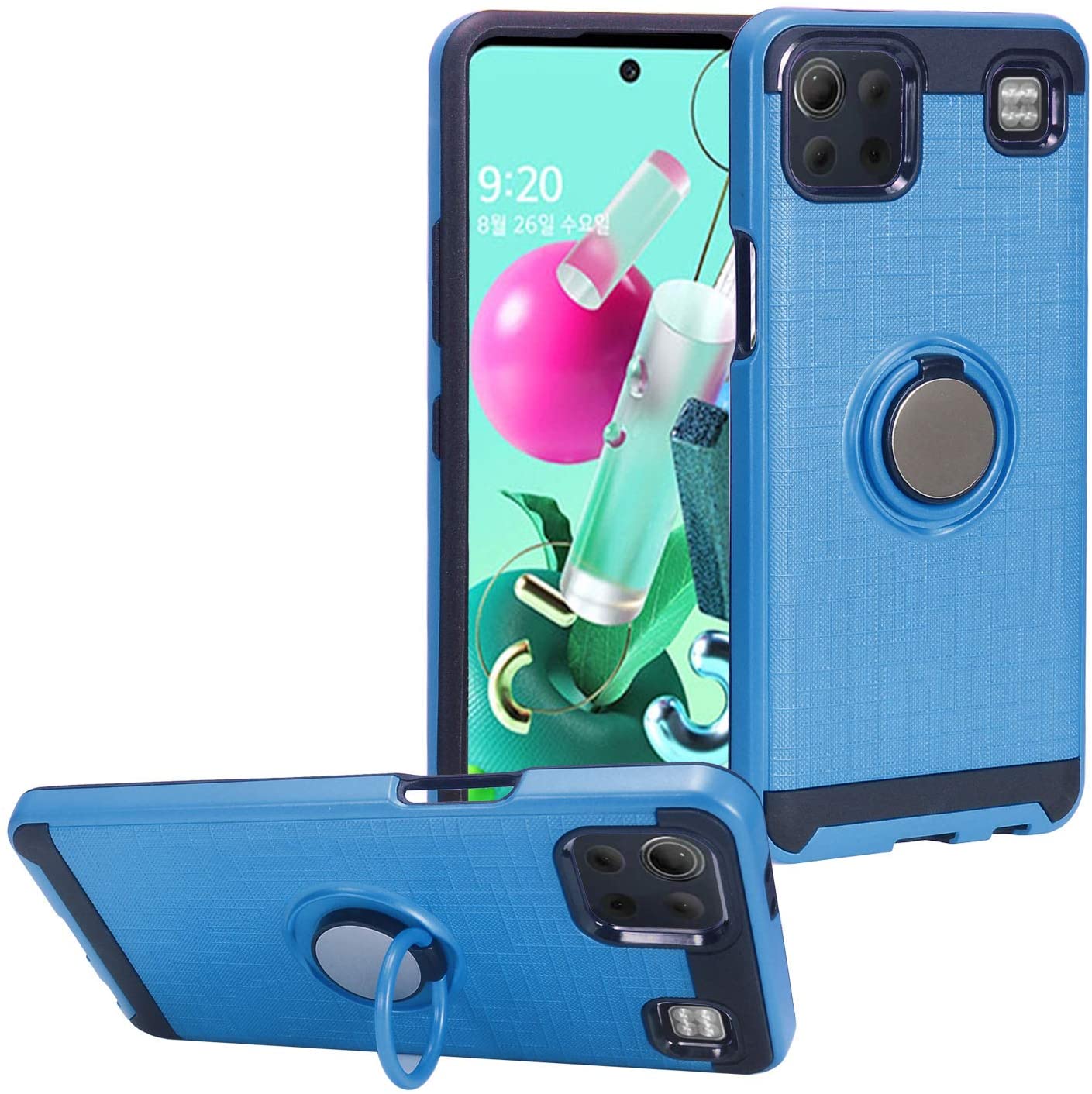 For LG K92 5G Case Hybrid 360° Ring Kickstand Armor fit Car