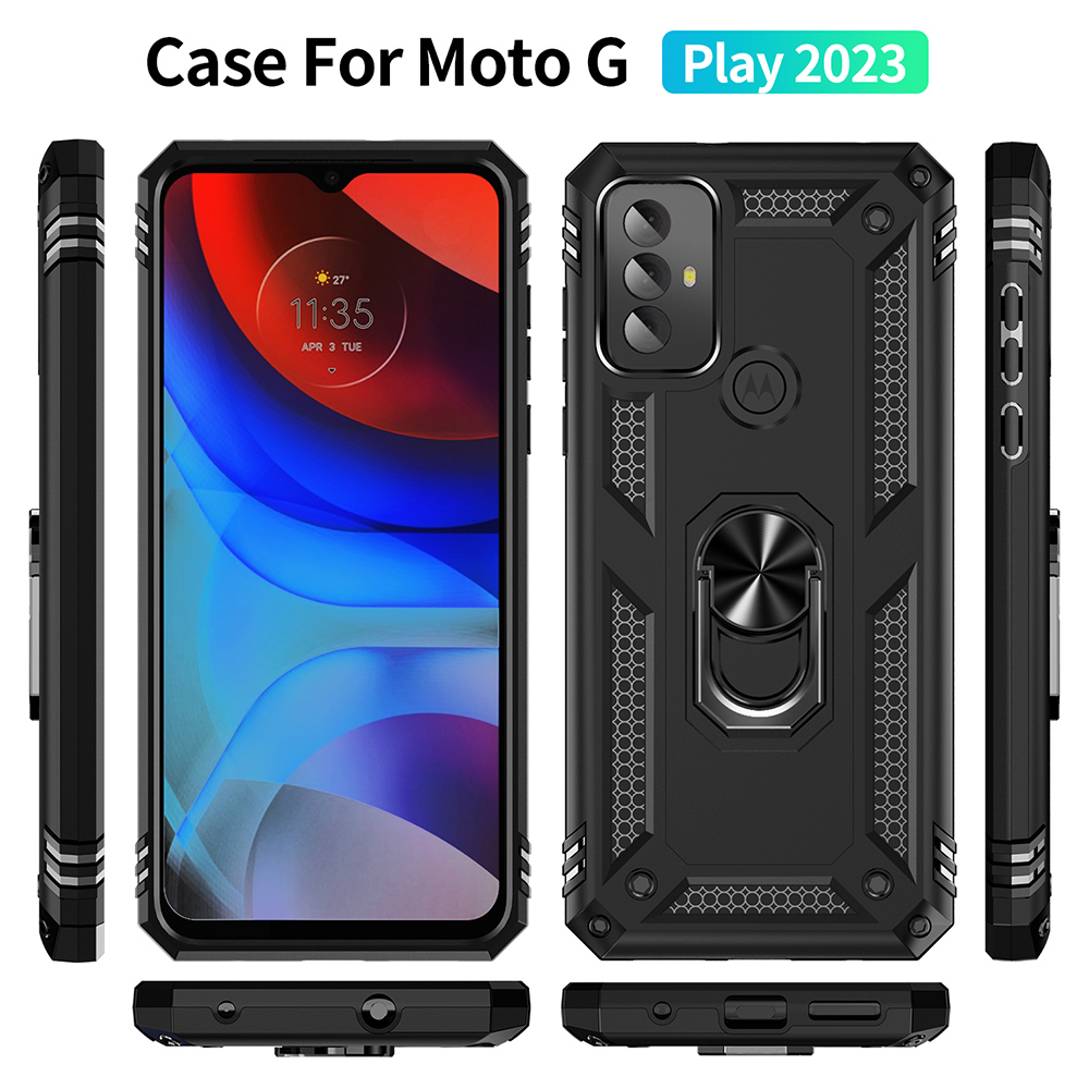 Funda protectora híbrida blindada de alta resistencia con soporte anillo para Motorola Moto G Play 2023 - Imagen 12 de 36