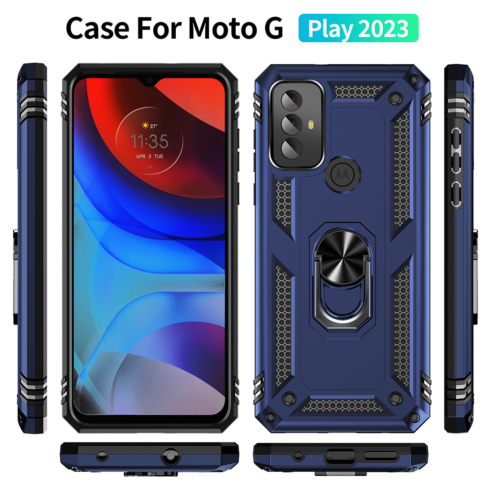 Funda protectora híbrida blindada de alta resistencia con soporte anillo para Motorola Moto G Play 2023 - Imagen 30 de 36