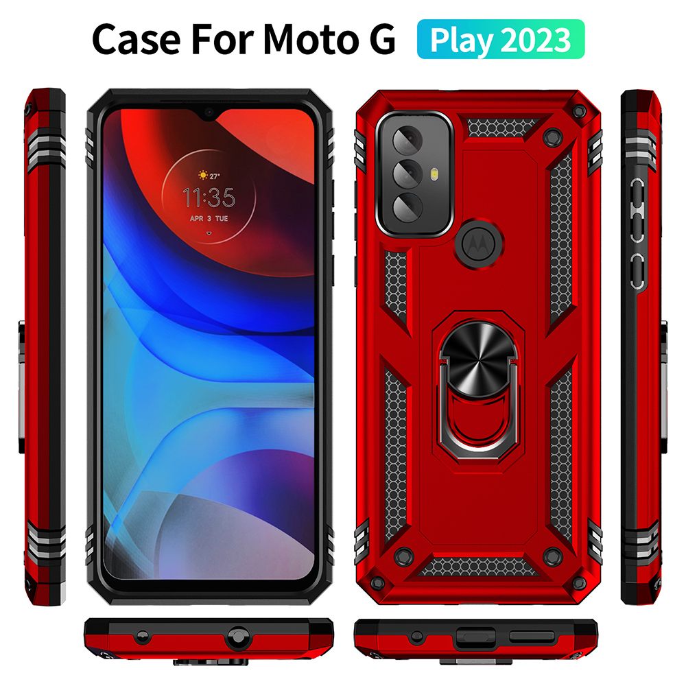 Funda protectora híbrida blindada de alta resistencia con soporte anillo para Motorola Moto G Play 2023 - Imagen 21 de 36