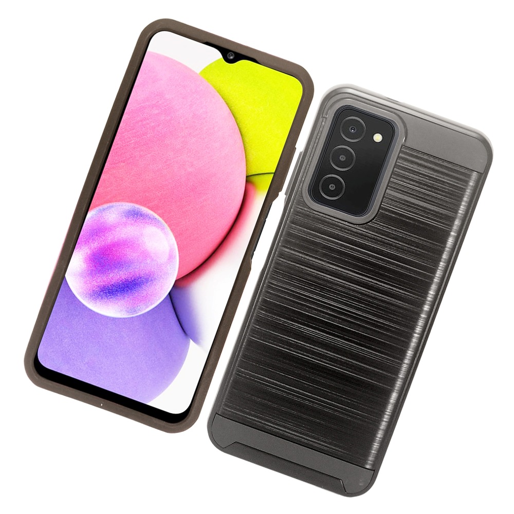 For Samsung Galaxy A03S Brushed Texture Hybrid Dual Layer Hard PC TPU Case Cover - Picture 9 of 28