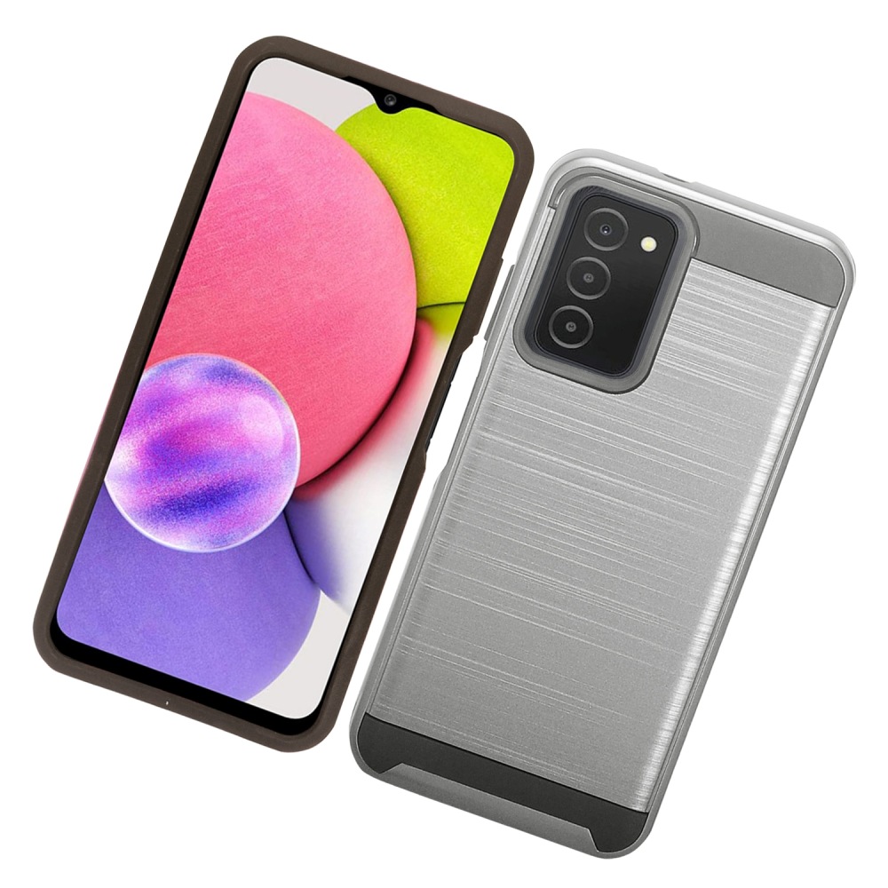 For Samsung Galaxy A03S Brushed Texture Hybrid Dual Layer Hard PC TPU Case Cover - Picture 16 of 28