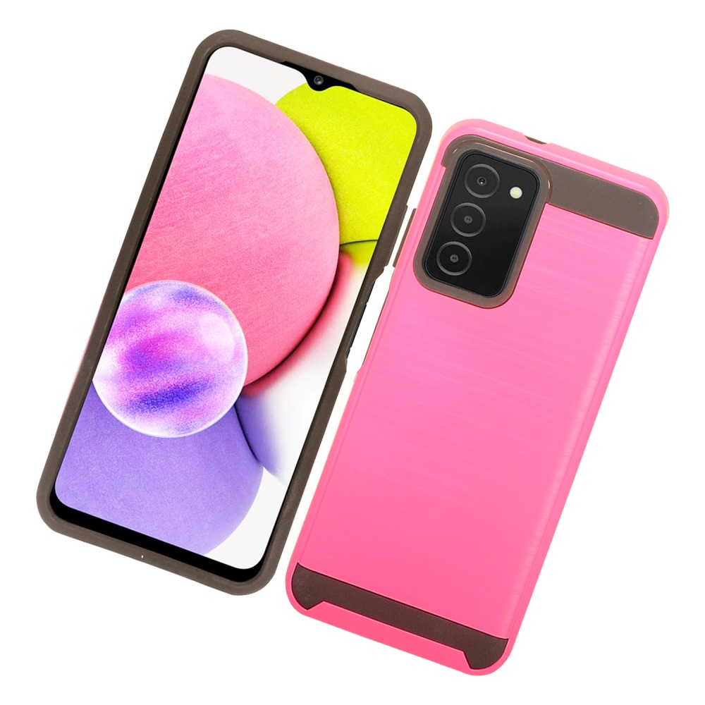For Samsung Galaxy A03S Brushed Texture Hybrid Dual Layer Hard PC TPU Case Cover - Picture 22 of 28