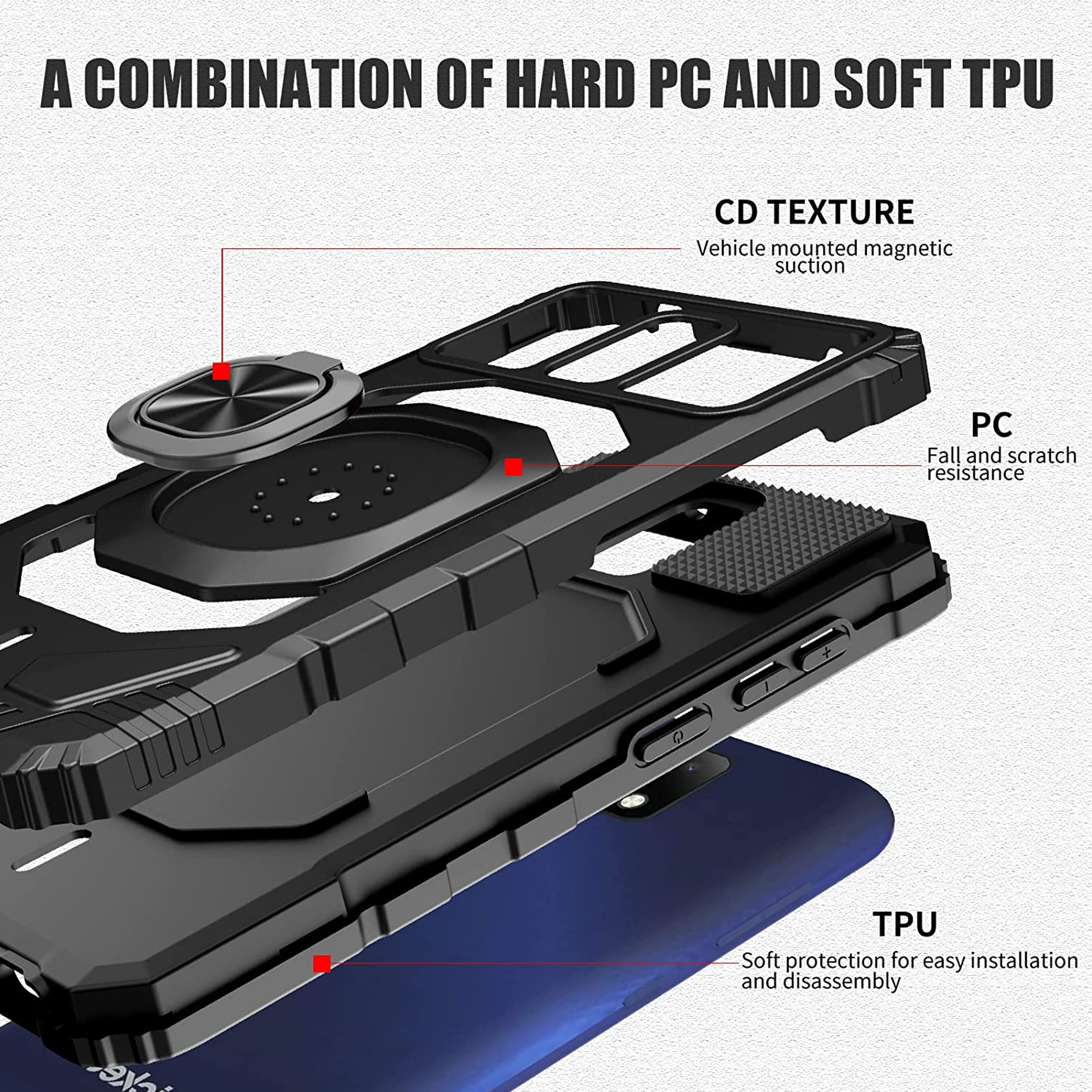 For TCL 30 T /T603 Stand 2in1 Ring Holder Kickstand Hybrid Armor TPU Case Cover - Picture 17 of 30