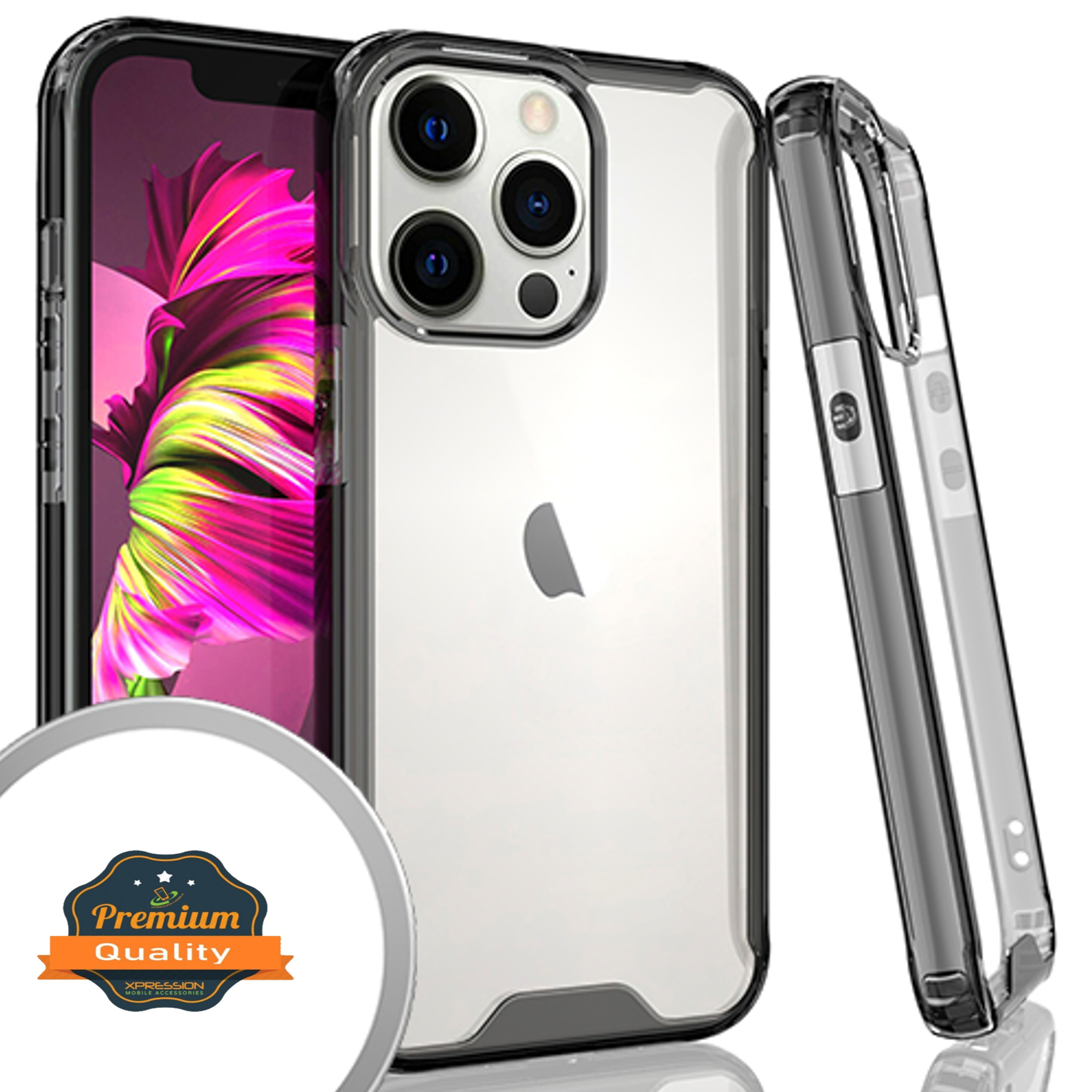For Apple iPhone 14 Plus (6.7") Slim Hybrid Gummy TPU Clear Hard Back Case Cover - Picture 19 of 27