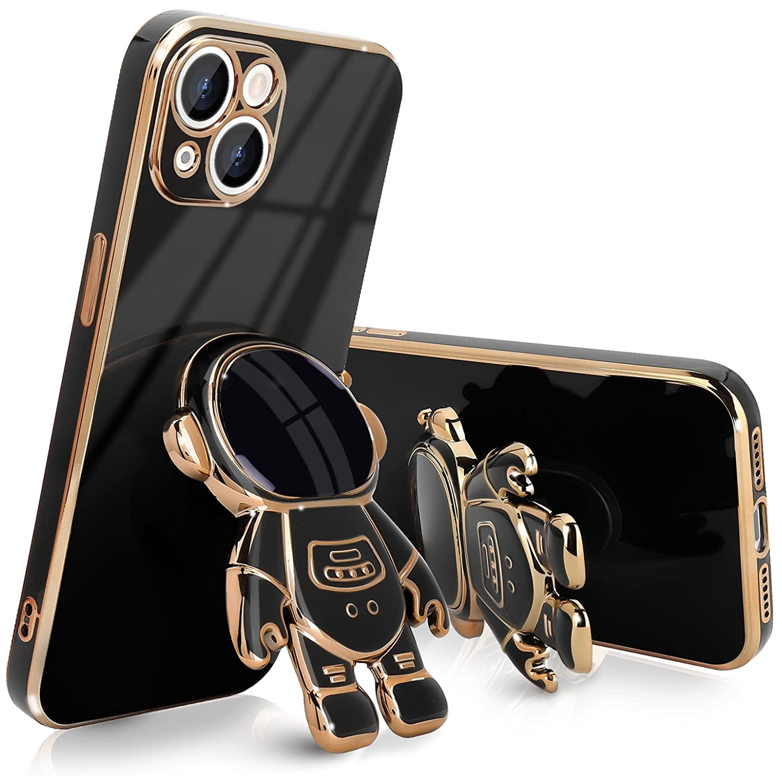 For Apple iPhone 15 Pro Astronaut Hidden Stand Holder Plating Hybrid Case Cover - Picture 20 of 44