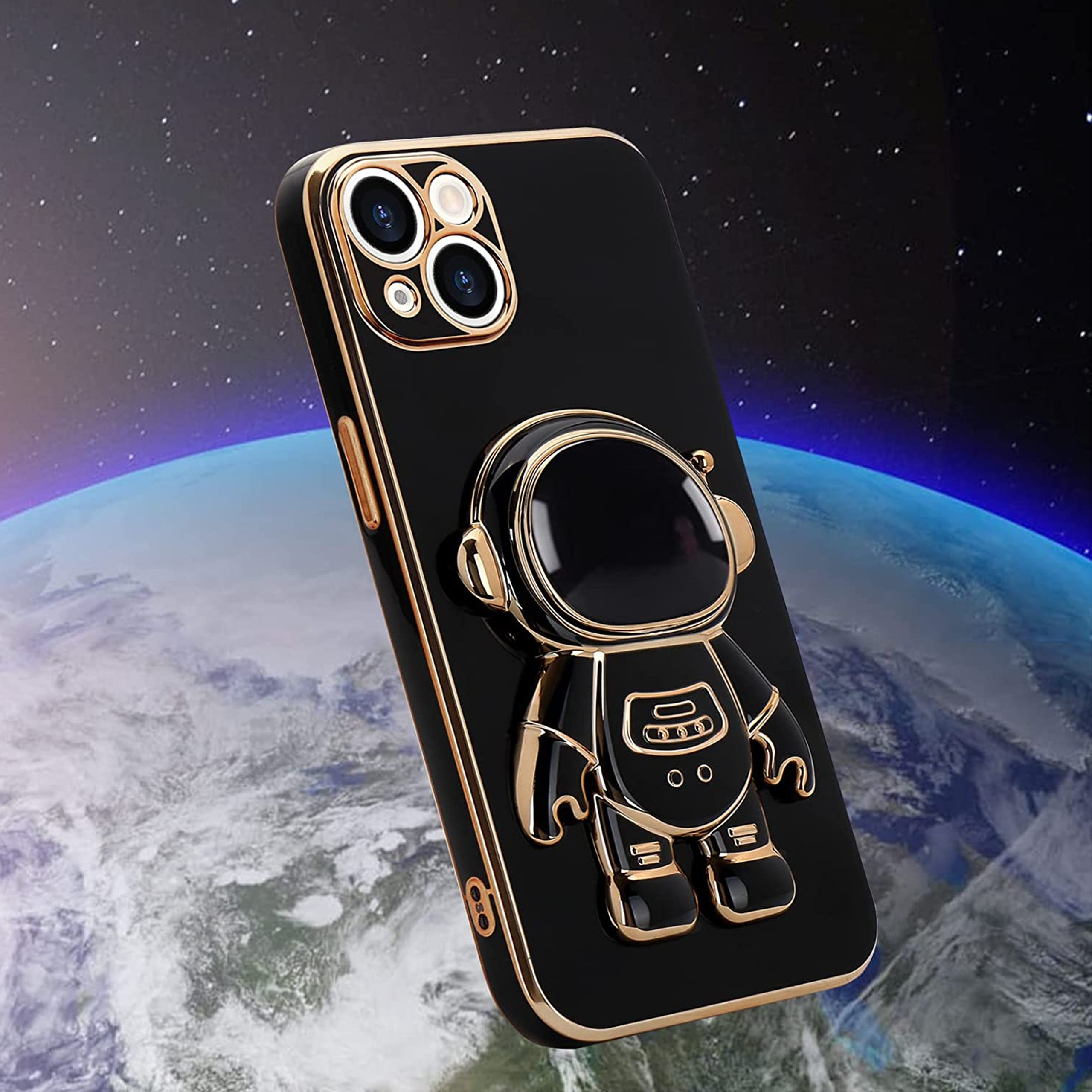 For Apple iPhone 15 Pro Astronaut Hidden Stand Holder Plating Hybrid Case Cover - Picture 18 of 44