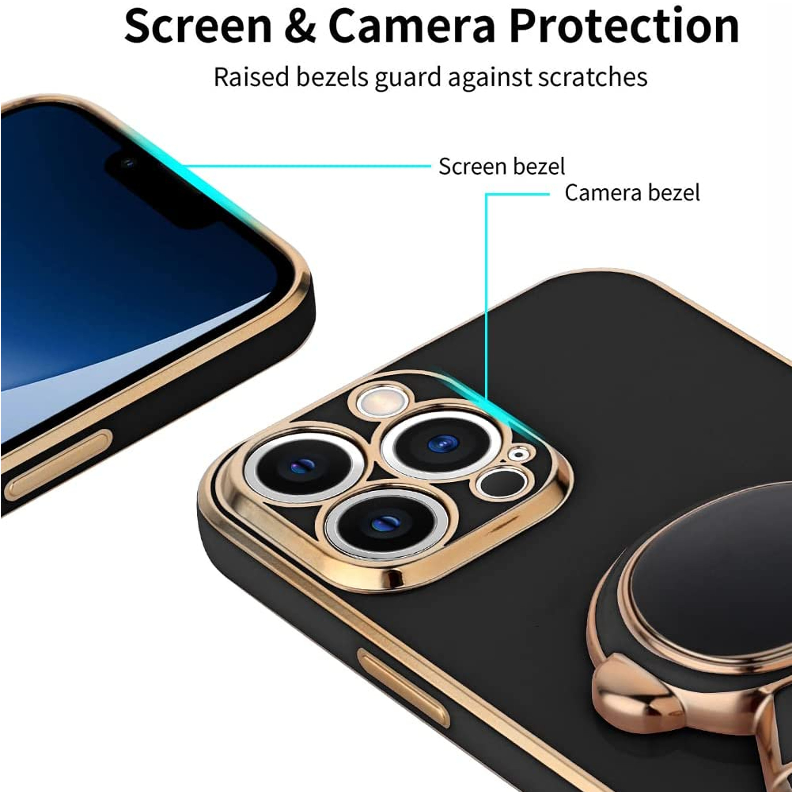 For Apple iPhone 15 Pro Astronaut Hidden Stand Holder Plating Hybrid Case Cover - Picture 16 of 44