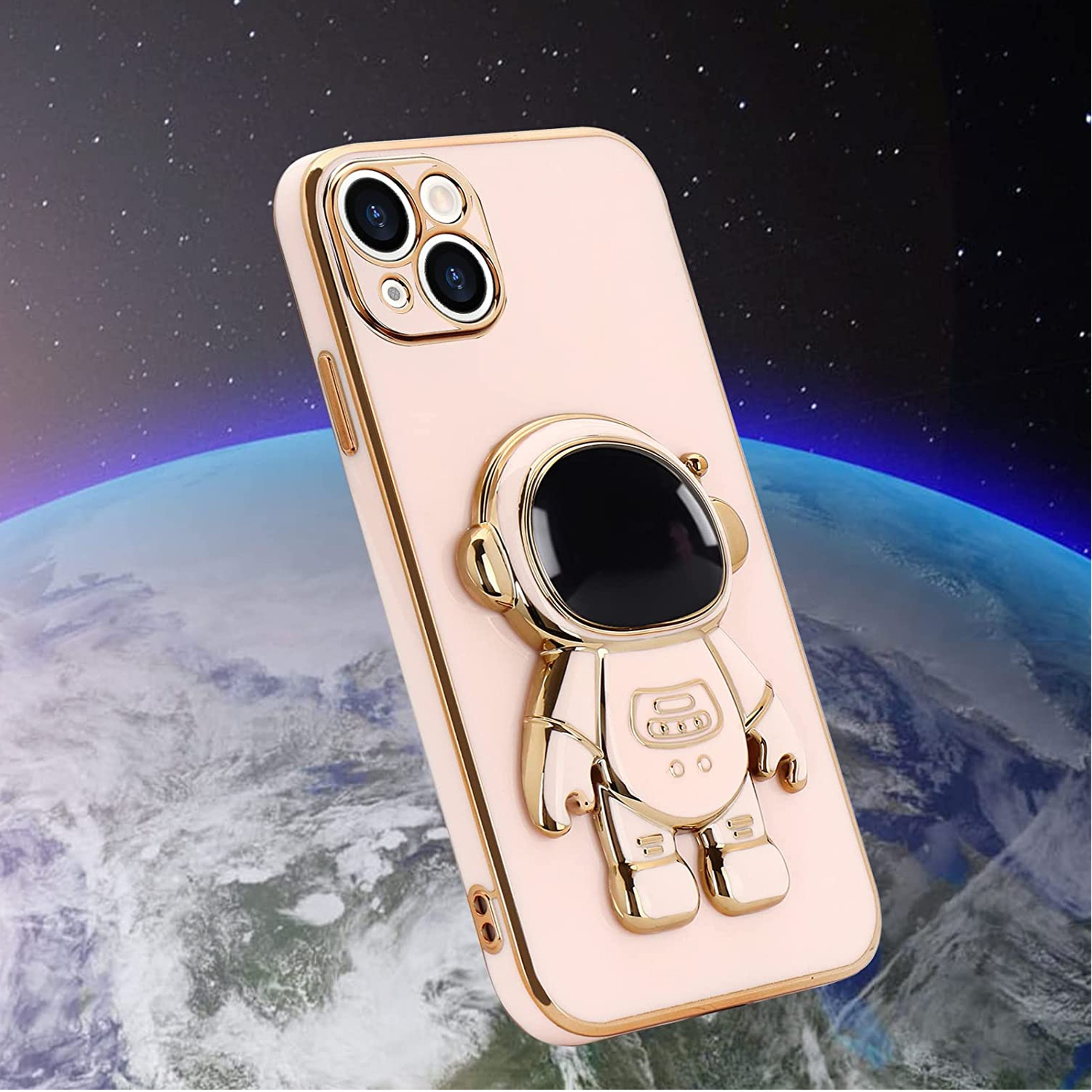 For Apple iPhone 15 Pro Astronaut Hidden Stand Holder Plating Hybrid Case Cover - Picture 29 of 44