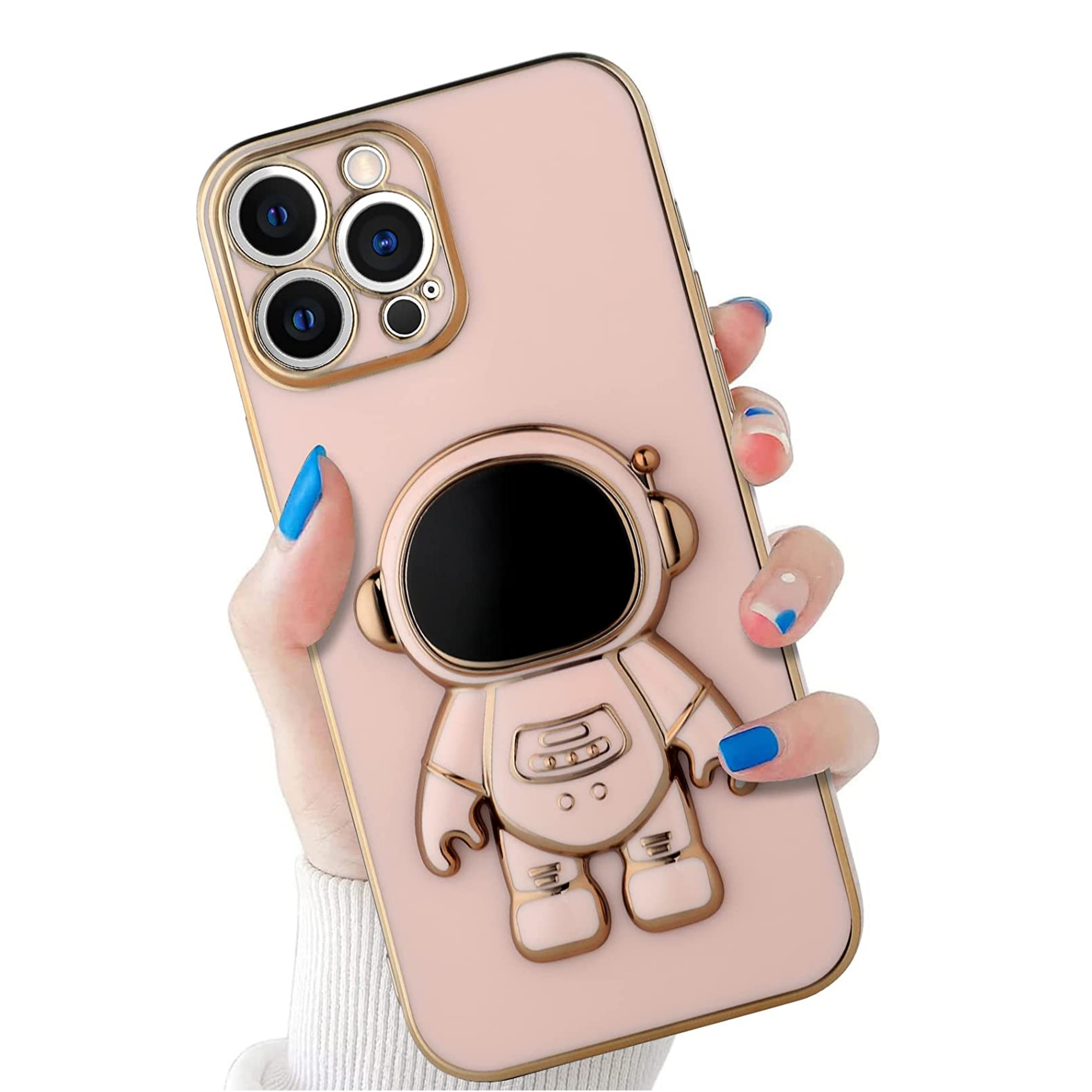 For Apple iPhone 15 Pro Astronaut Hidden Stand Holder Plating Hybrid Case Cover - Picture 26 of 44