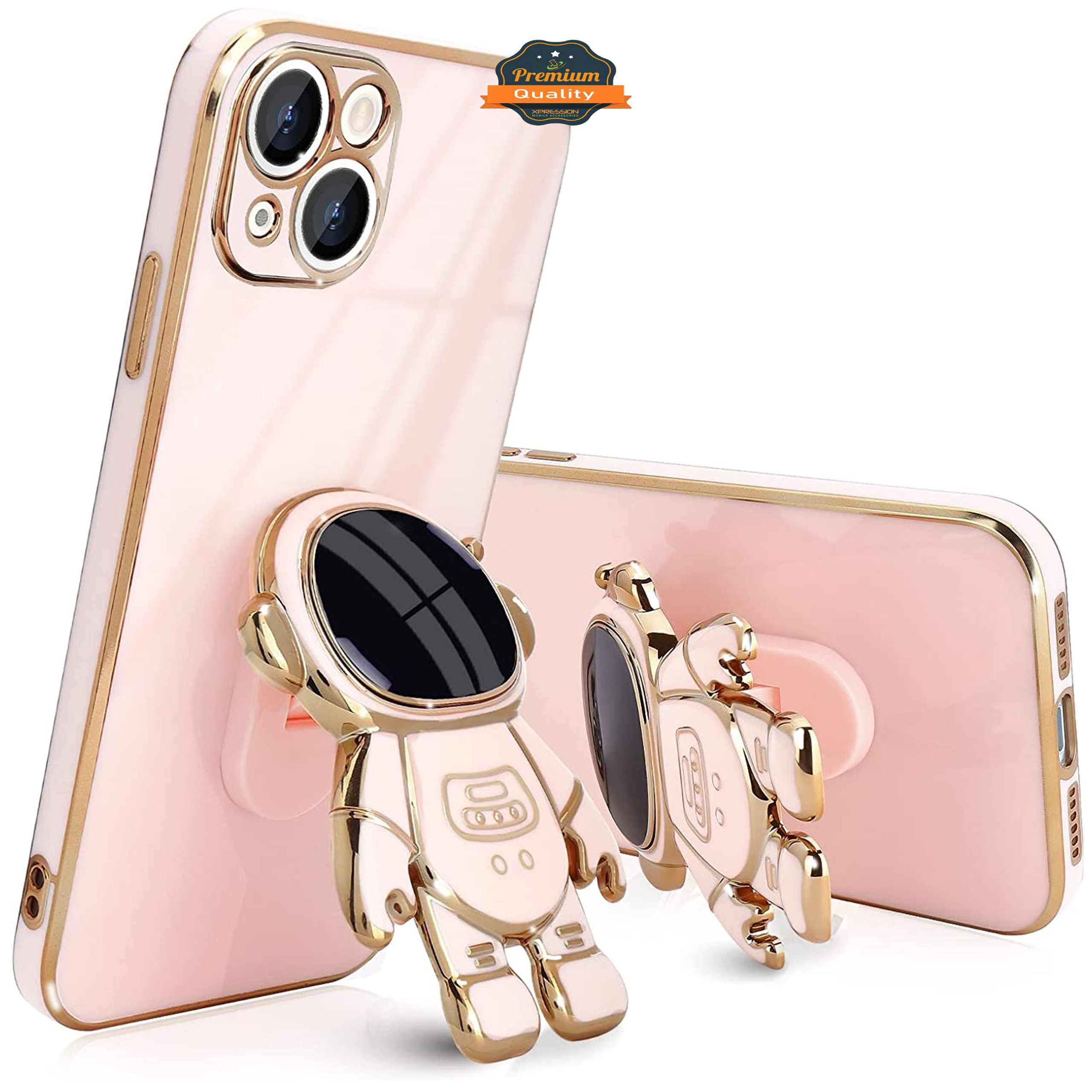 For Apple iPhone 15 Pro Astronaut Hidden Stand Holder Plating Hybrid Case Cover - Picture 25 of 44