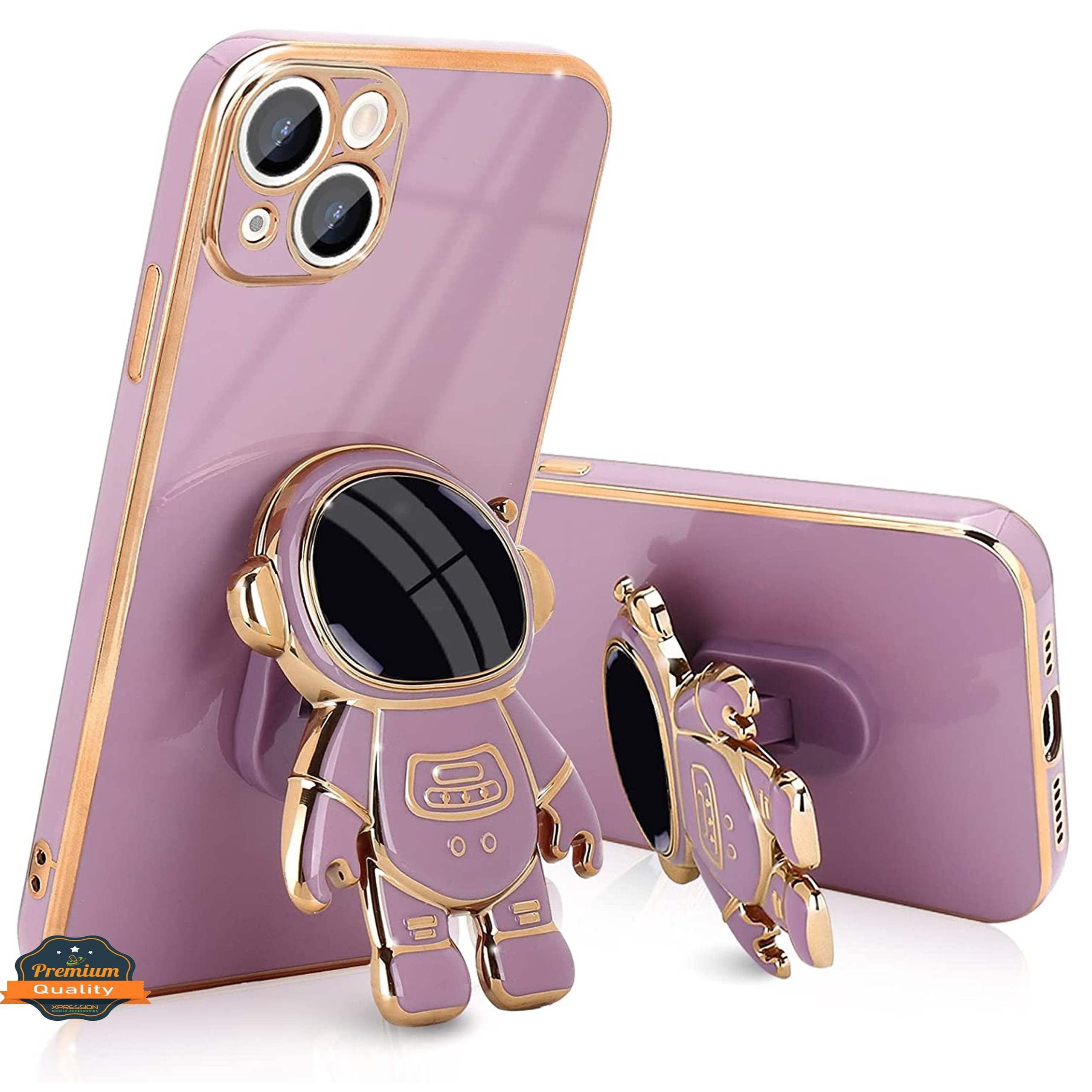 For Apple iPhone 15 Pro Astronaut Hidden Stand Holder Plating Hybrid Case Cover - Picture 36 of 44