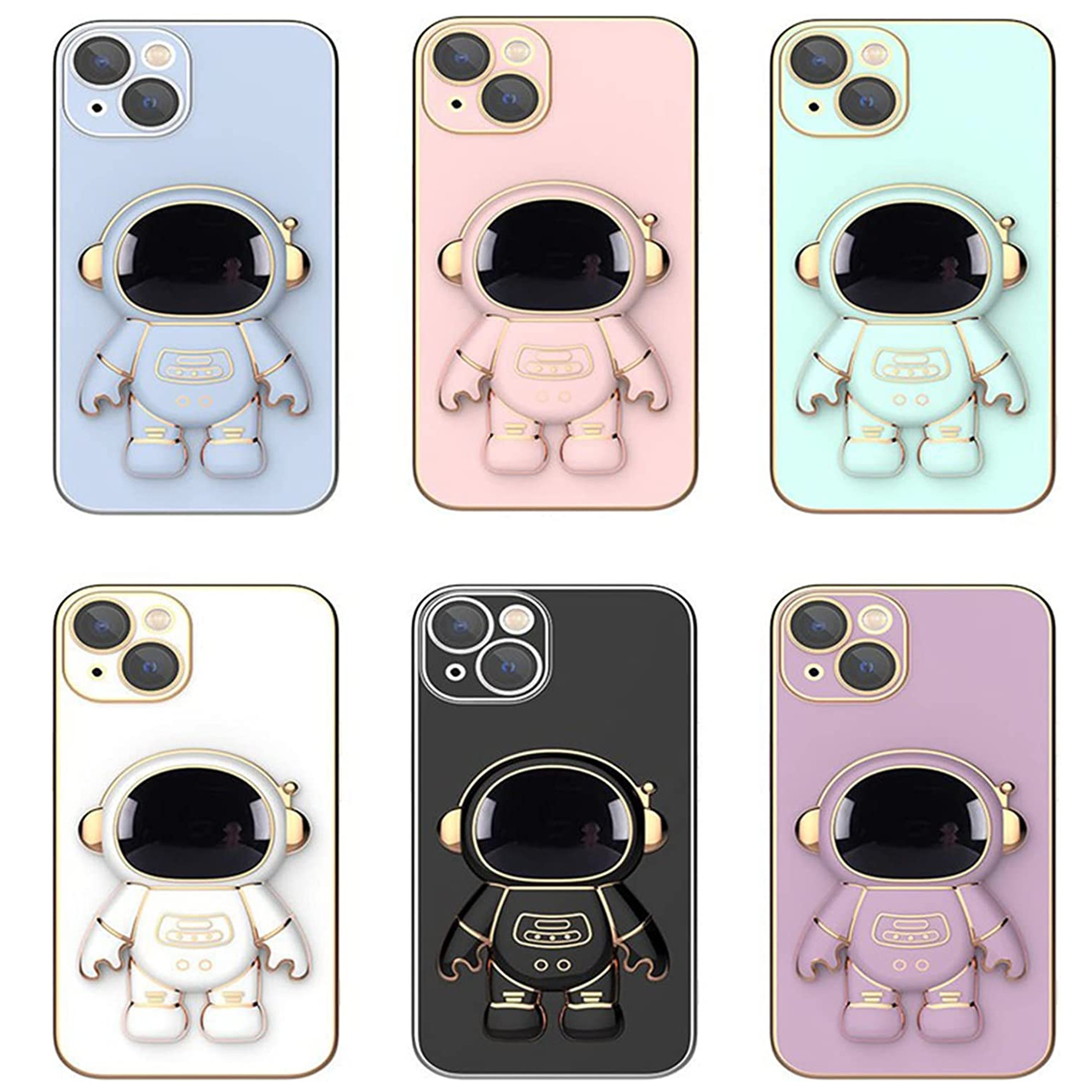 For Apple iPhone 15 Pro Astronaut Hidden Stand Holder Plating Hybrid Case Cover - Picture 44 of 44