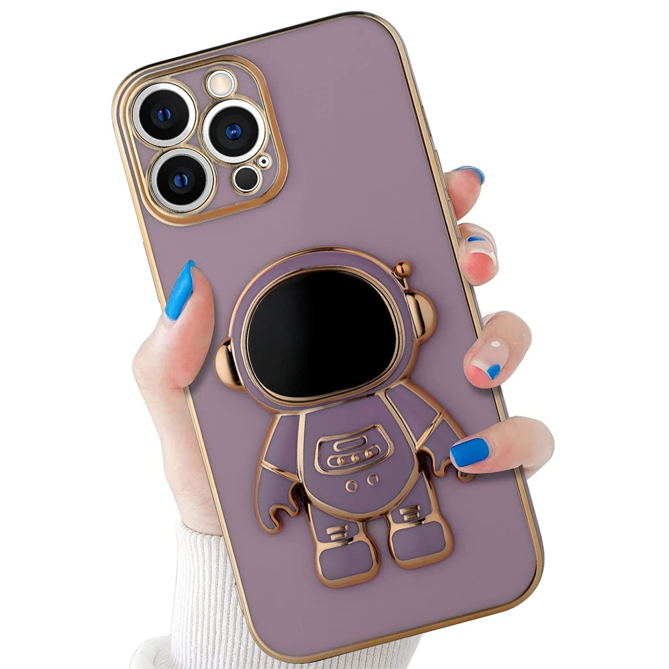 For Apple iPhone 15 Pro Astronaut Hidden Stand Holder Plating Hybrid Case Cover - Picture 37 of 44