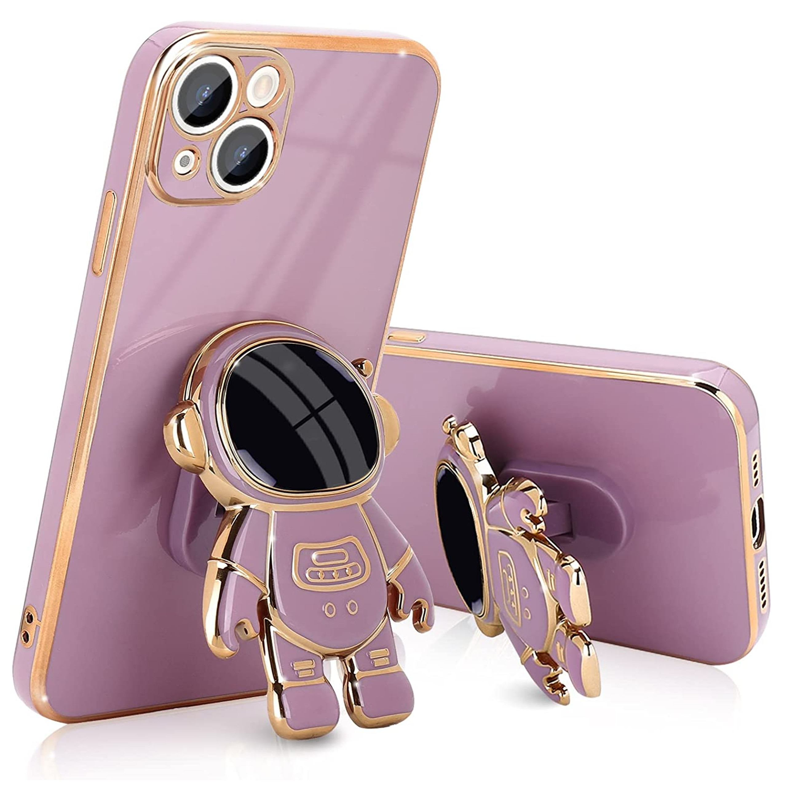 For Apple iPhone 15 Pro Astronaut Hidden Stand Holder Plating Hybrid Case Cover - Picture 42 of 44