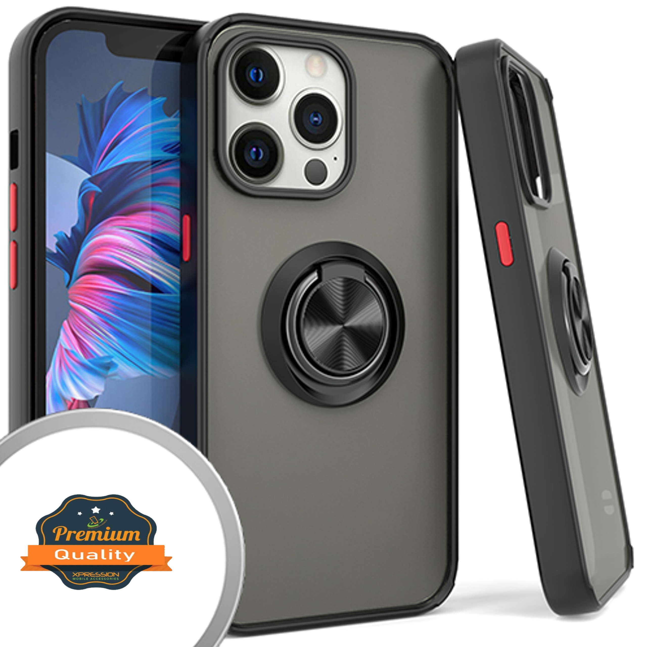 For Apple iPhone 16 Pro Max Ring Stand Holder Hybrid Matte TPU Frame Case Cover - Picture 9 of 32