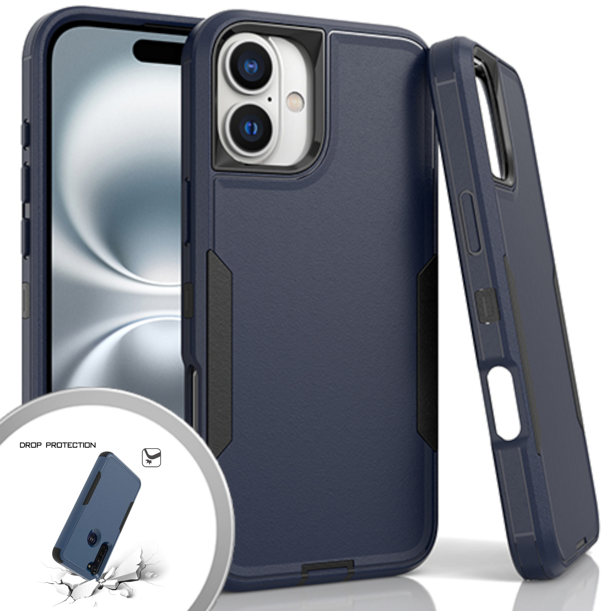For Apple iPhone 16 Plus Tough Hybrid Shockproof Rubber 3in1 Armor Case Cover - Picture 20 of 37