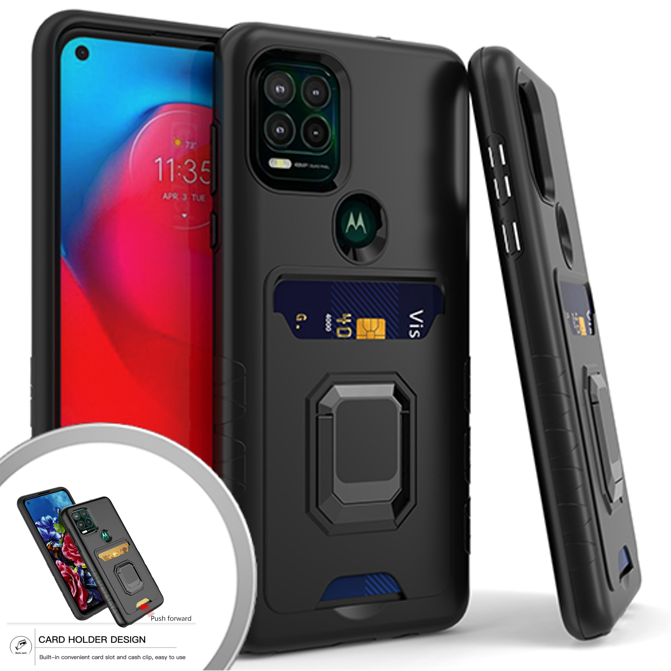 For Apple iPhone SE 3 (2022) /8/7 Wallet Credit Card Slot Ring Stand Case Cover - Picture 12 of 37