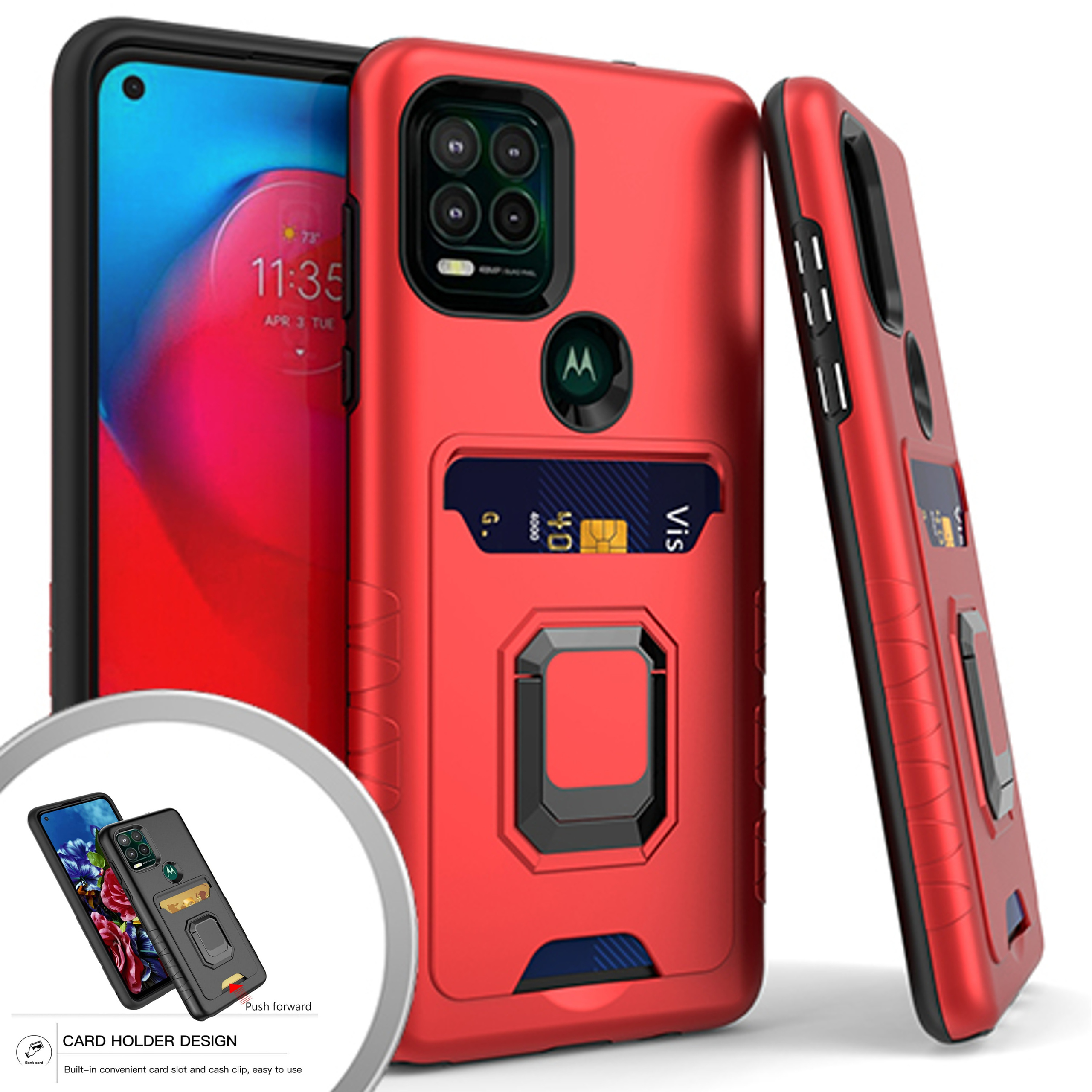 For Apple iPhone SE 3 (2022) /8/7 Wallet Credit Card Slot Ring Stand Case Cover - Picture 21 of 37