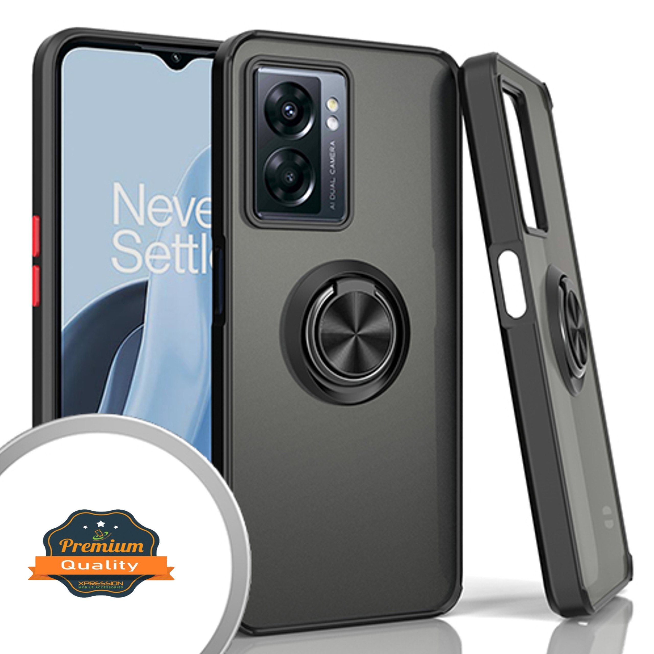 For OnePlus Nord N300 5G Ring Stand Hybrid Matte TPU Hard PC Frame Case Cover - Picture 9 of 32