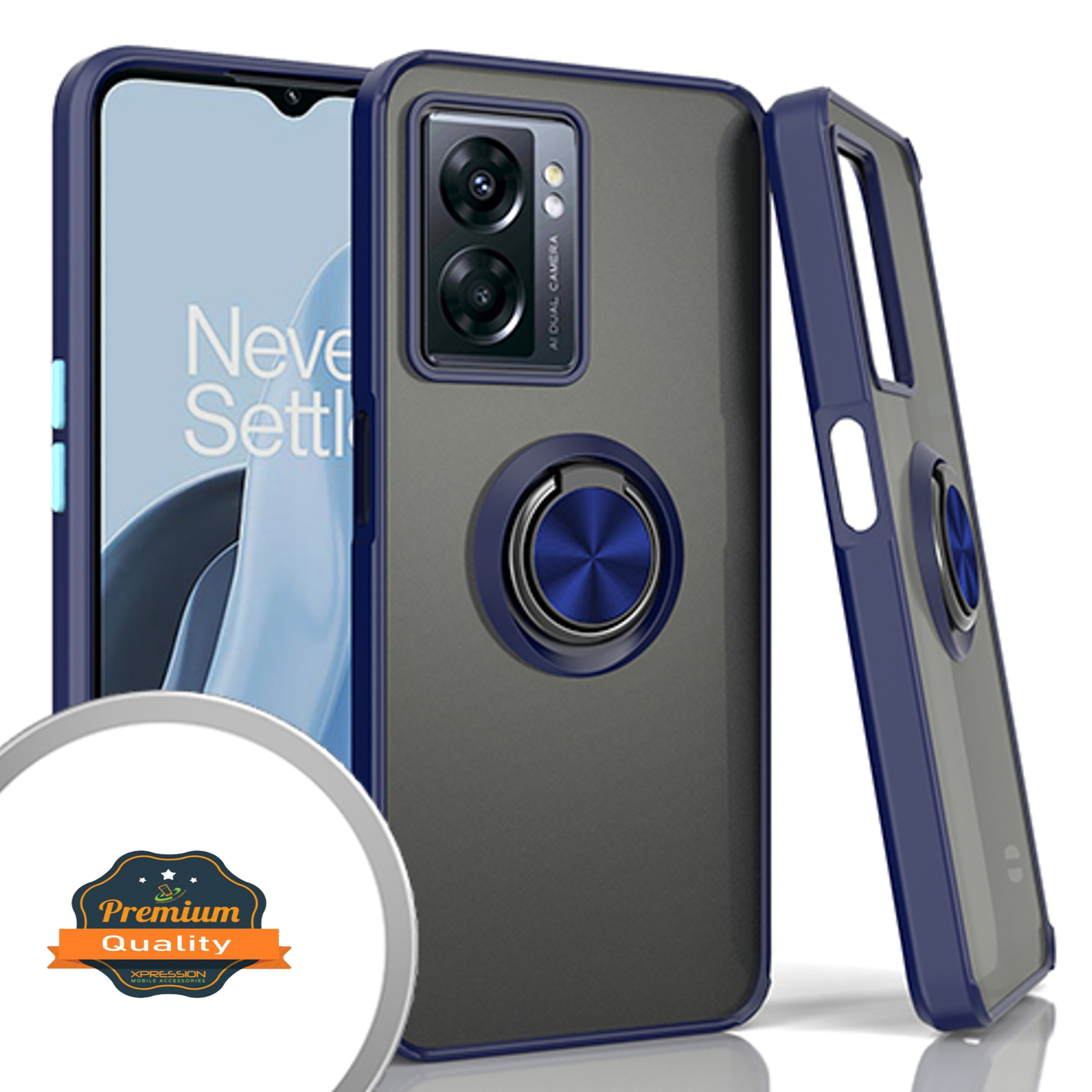 For OnePlus Nord N300 5G Ring Stand Hybrid Matte TPU Hard PC Frame Case Cover - Picture 17 of 32