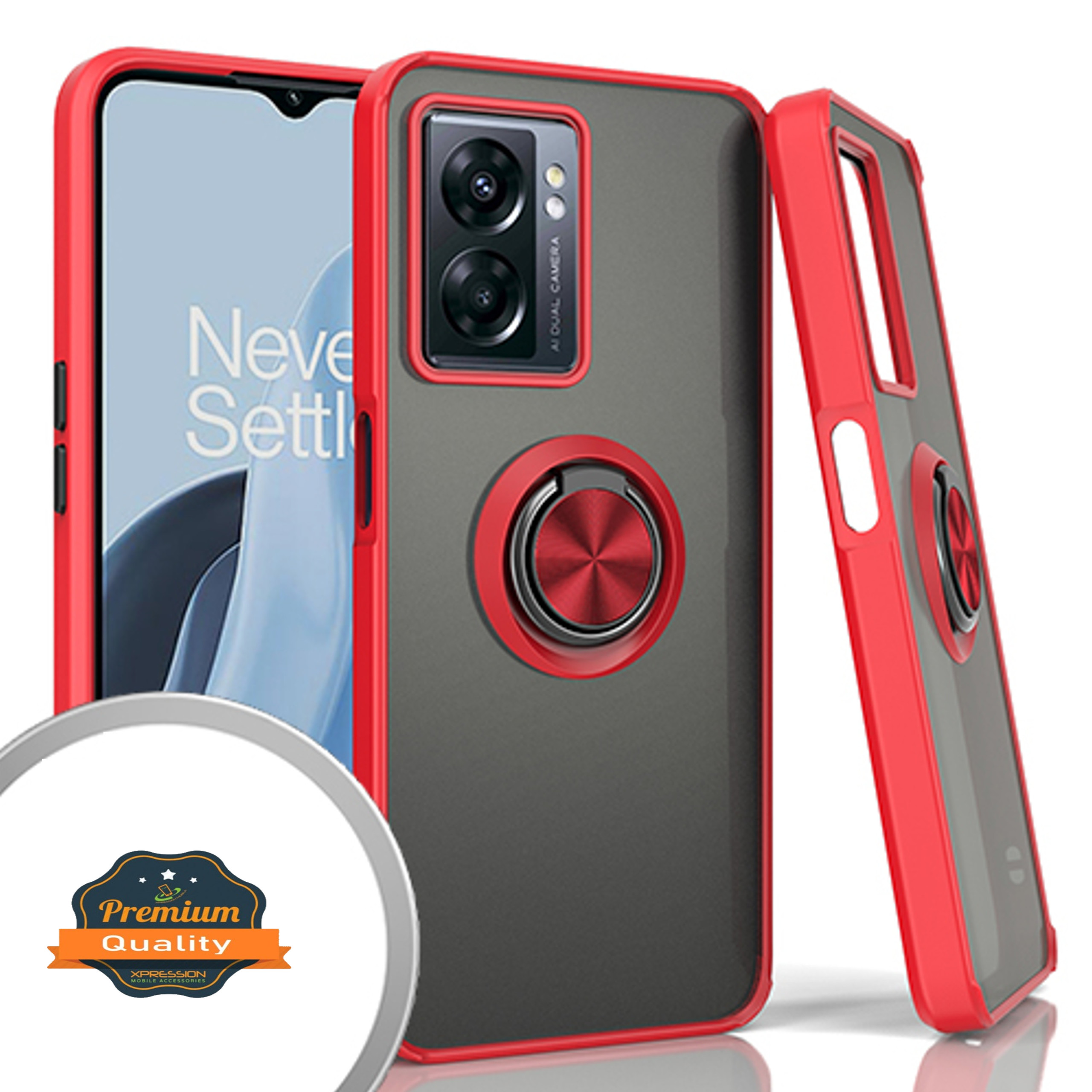 For OnePlus Nord N300 5G Ring Stand Hybrid Matte TPU Hard PC Frame Case Cover - Picture 25 of 32