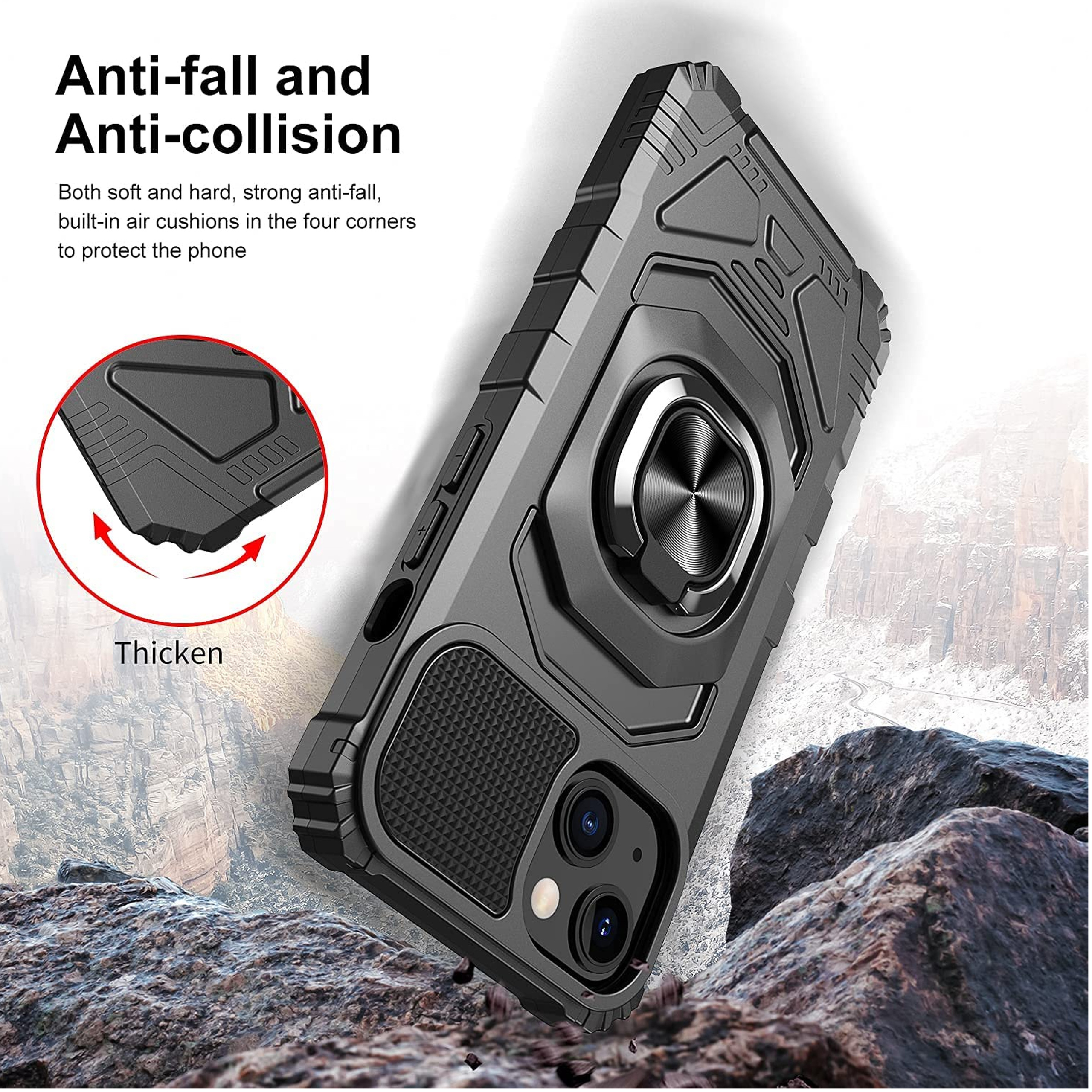 For TCL ION X Armor Hybrid Stand TPU PC Rugged Full-Body Ring Holder Case Cover - Picture 12 of 21
